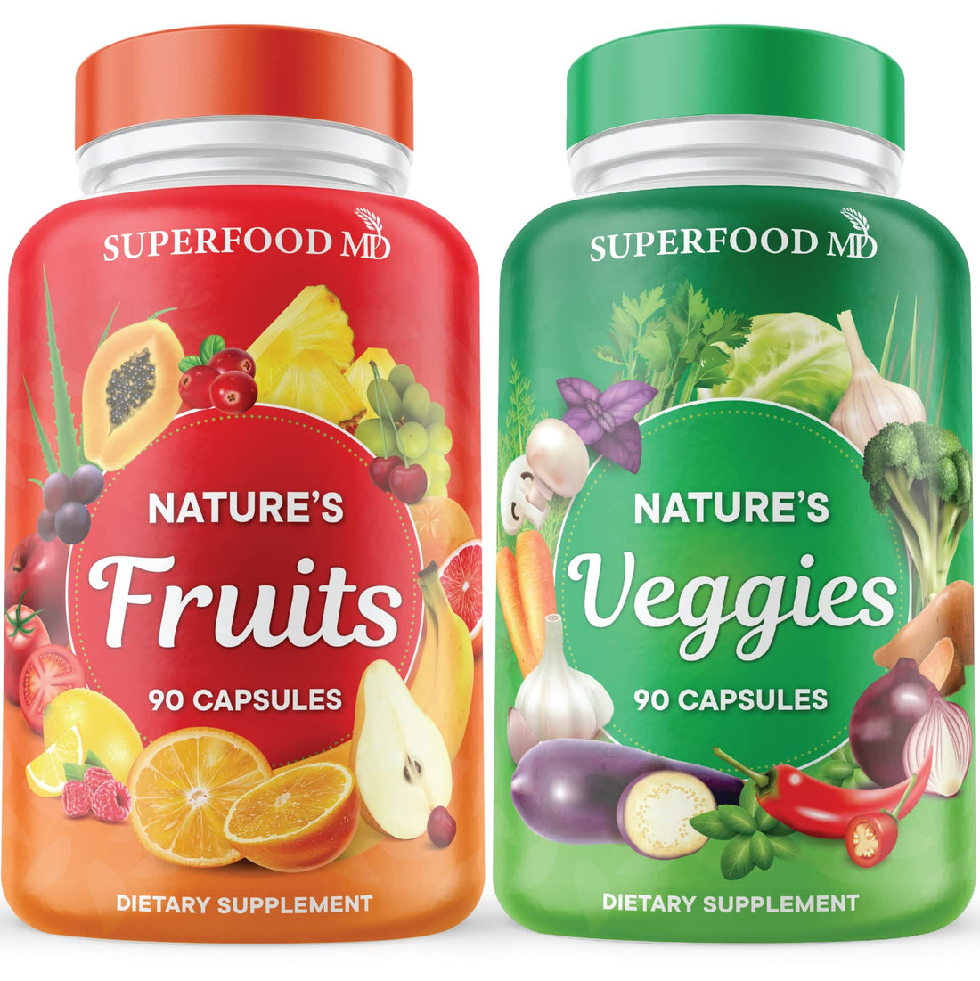 Superfood MD Fruits & Veggies Supplement - Whole Food Natural Superfoods - with Beta Carotene - Soy Free- 90 Count (Pack of 2) Superfood MD Au supplements