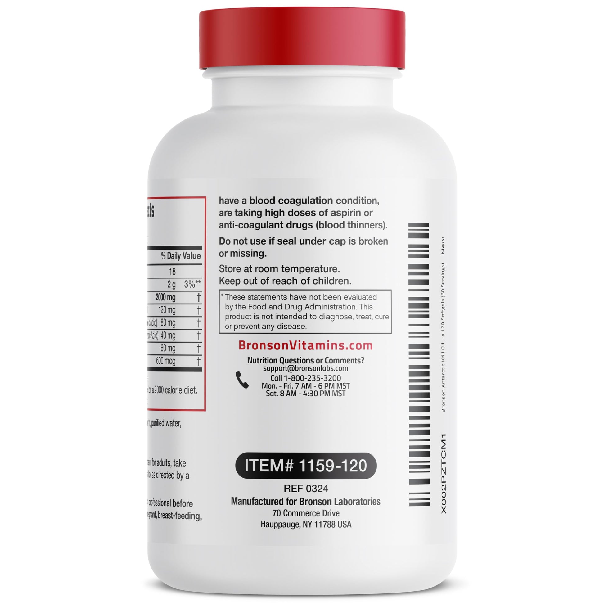 Bronson Antarctic Krill Oil 2000 mg with Omega-3s EPA, DHA, Astaxanthin and Phospholipids 120 Softgels (60 Servings) Bronson Au supplements