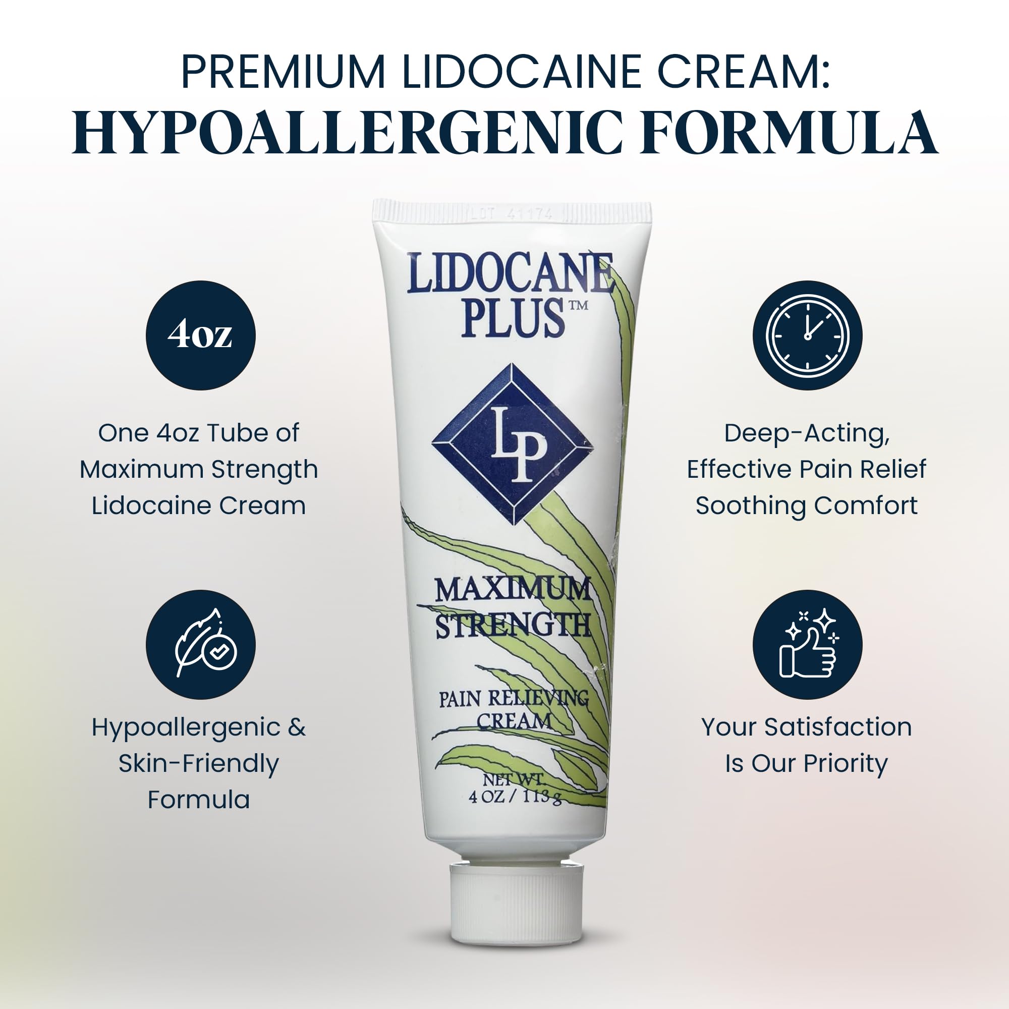 Lidocaine Plus 4% Lidocaine Cream Maximum Strength Pain & Itch Relief - Non-Greasy Formula Numbing Cream - Fast Acting Topical Pain Reliever, Soothing Topical Analgesic Aloe Vera Scent - 4 oz Lidocaine Plus Au supplements