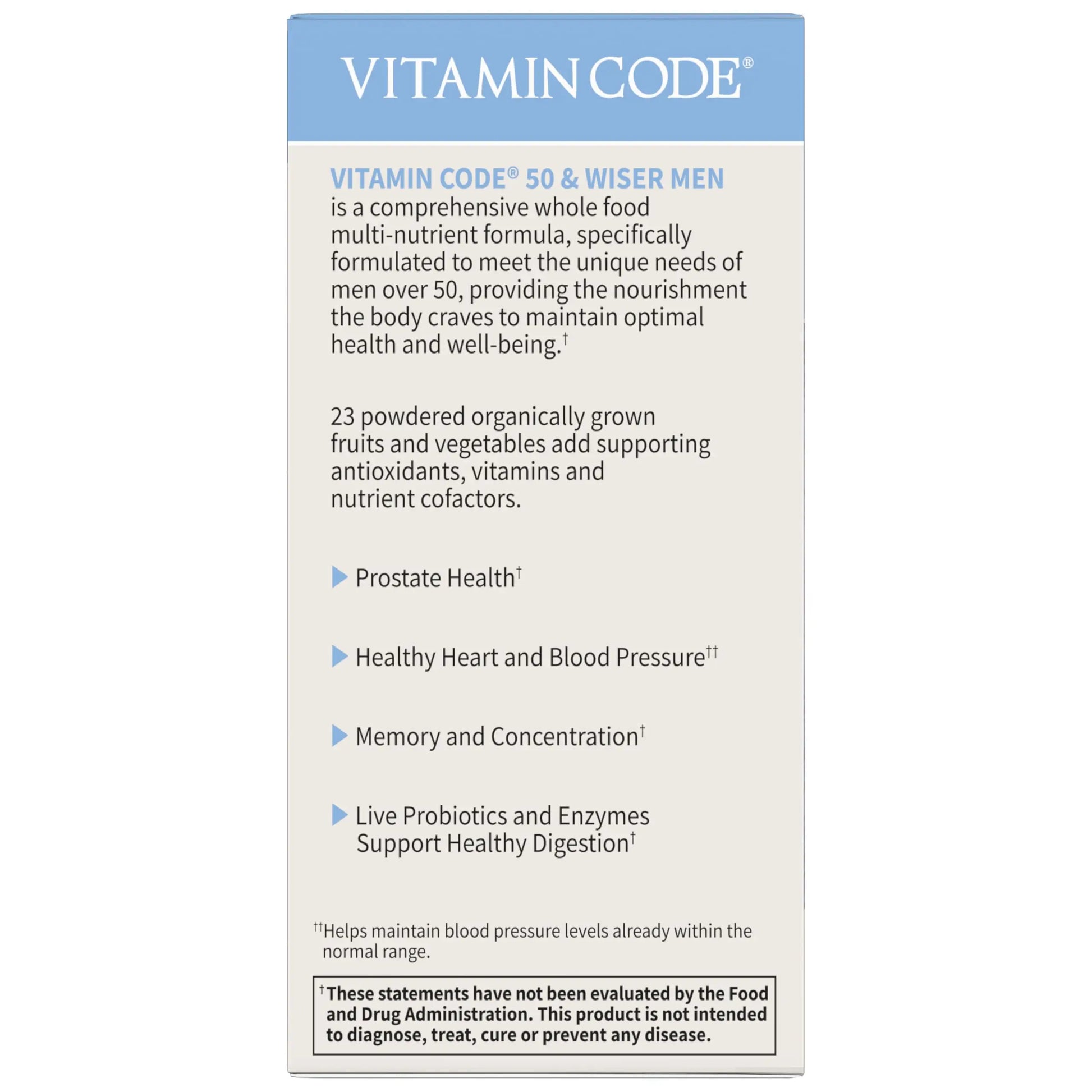 Garden of Life Multivitamin for Men - Vitamin Code 50 & Wiser Men's Raw Whole Food Vitamin Supplement with Probiotics Garden of Life Au supplements