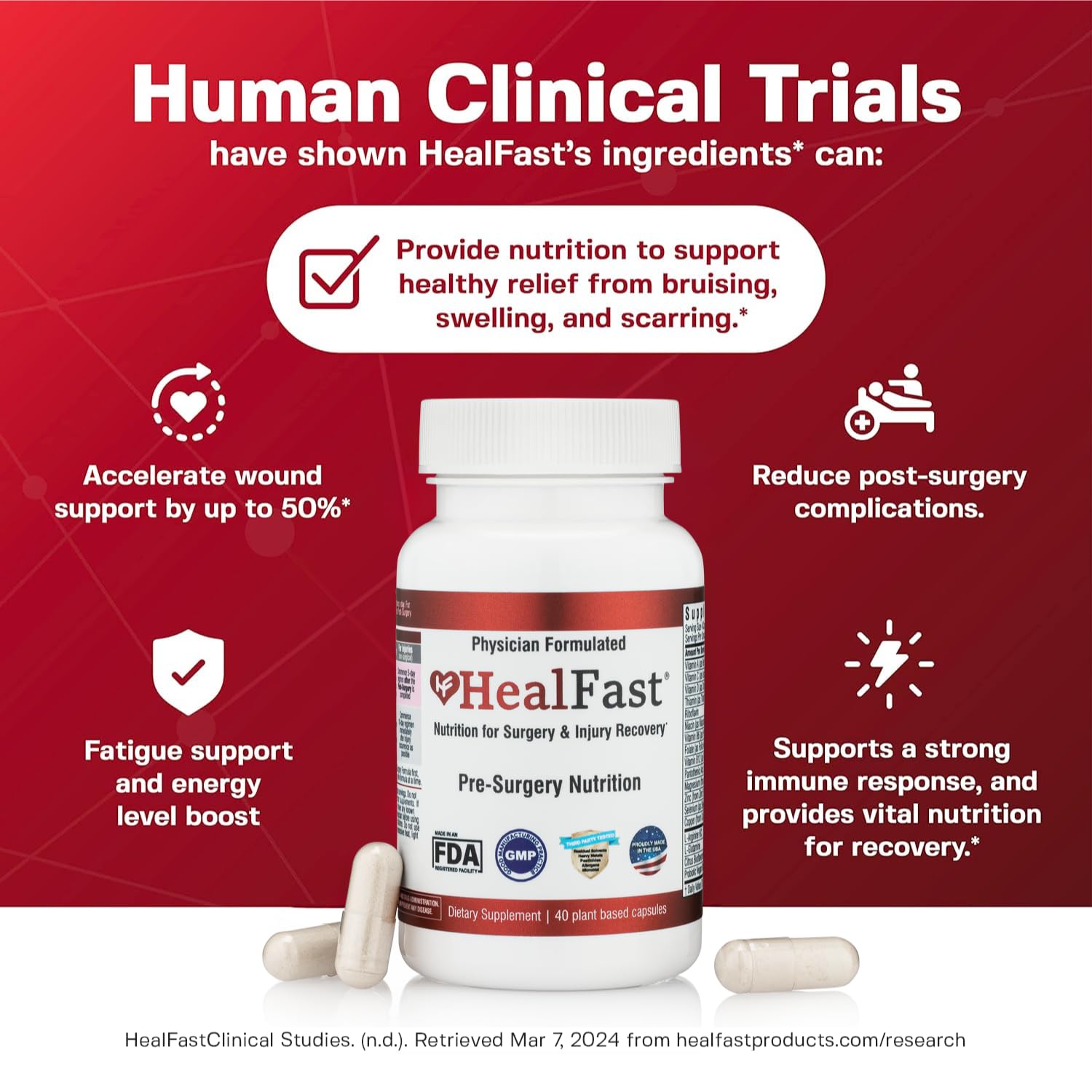HealFast Surgery & Injury Recovery Supplement (Pre-Op): Quercetin, Probiotics Supplement for Wound, Liposuction, Tummy Tuck, and BBL Post Surgery Supplies HealFast Au supplements