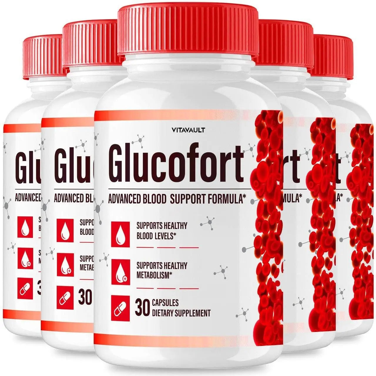 (5 Pack) Glucofort, Max Advanced Blood Support Formula Capsules Vitavault Au supplements