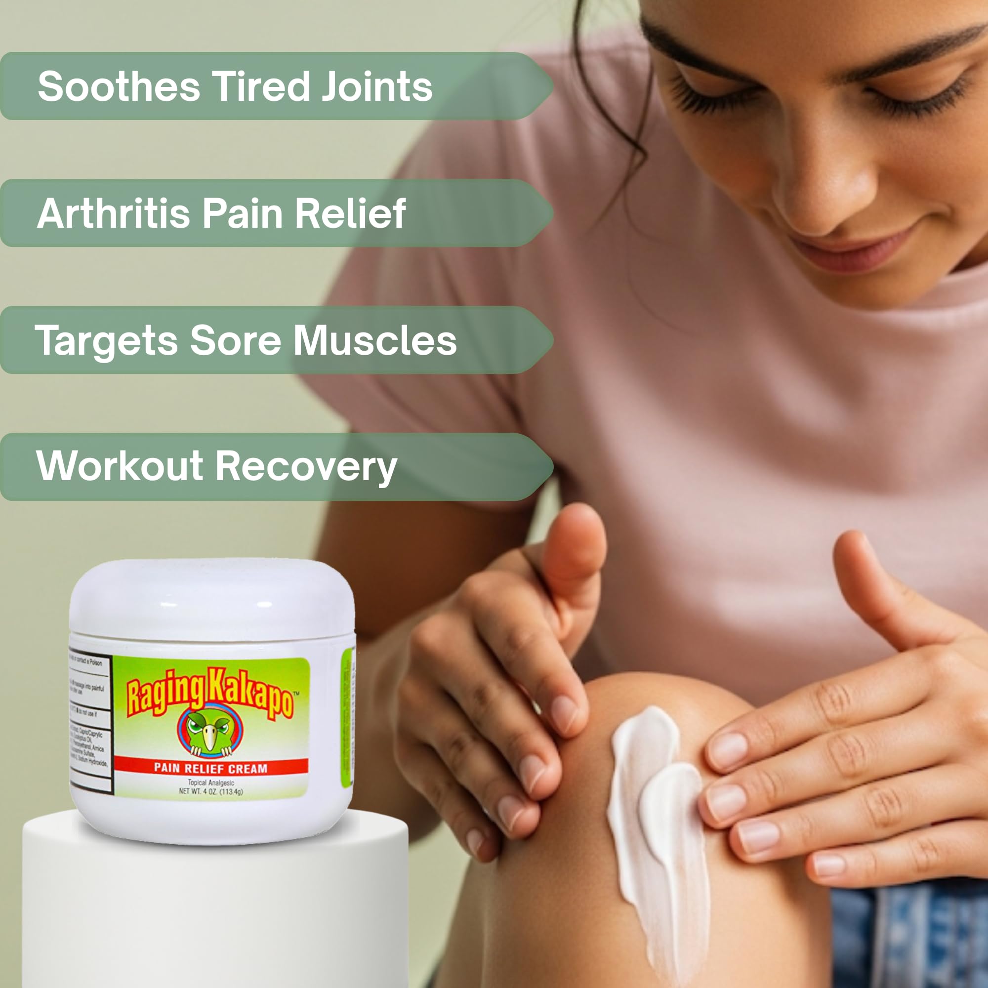 Raging Kakapo Pain Relief Cream 3 Pack - Sore Muscles, Joint Pain & Aches - Odor Free, Non-Greasy Pain Cream - Histamine Dihydrochloride, Capsaicin, Emu Oil, Arnica & More, 4 oz. Jar Raging Kakapo Au supplements