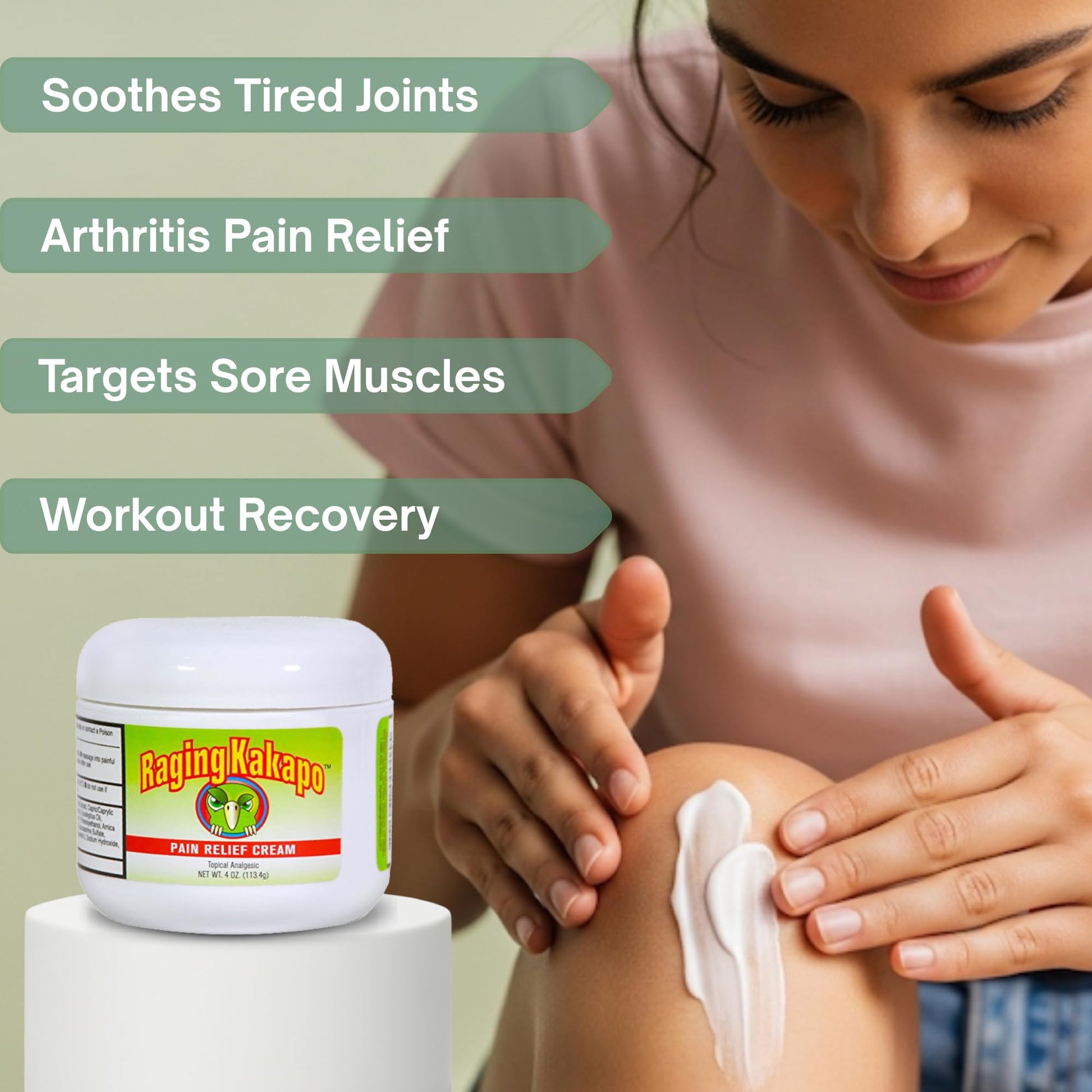 Raging Kakapo Pain Relief Cream - Sore Muscles, Joint Pain & Aches - Odor Free, Non-Greasy Pain Cream - Histamine Dihydrochloride, Capsaicin, Emu Oil & More - 4 oz. Jar Raging Kakapo Au supplements