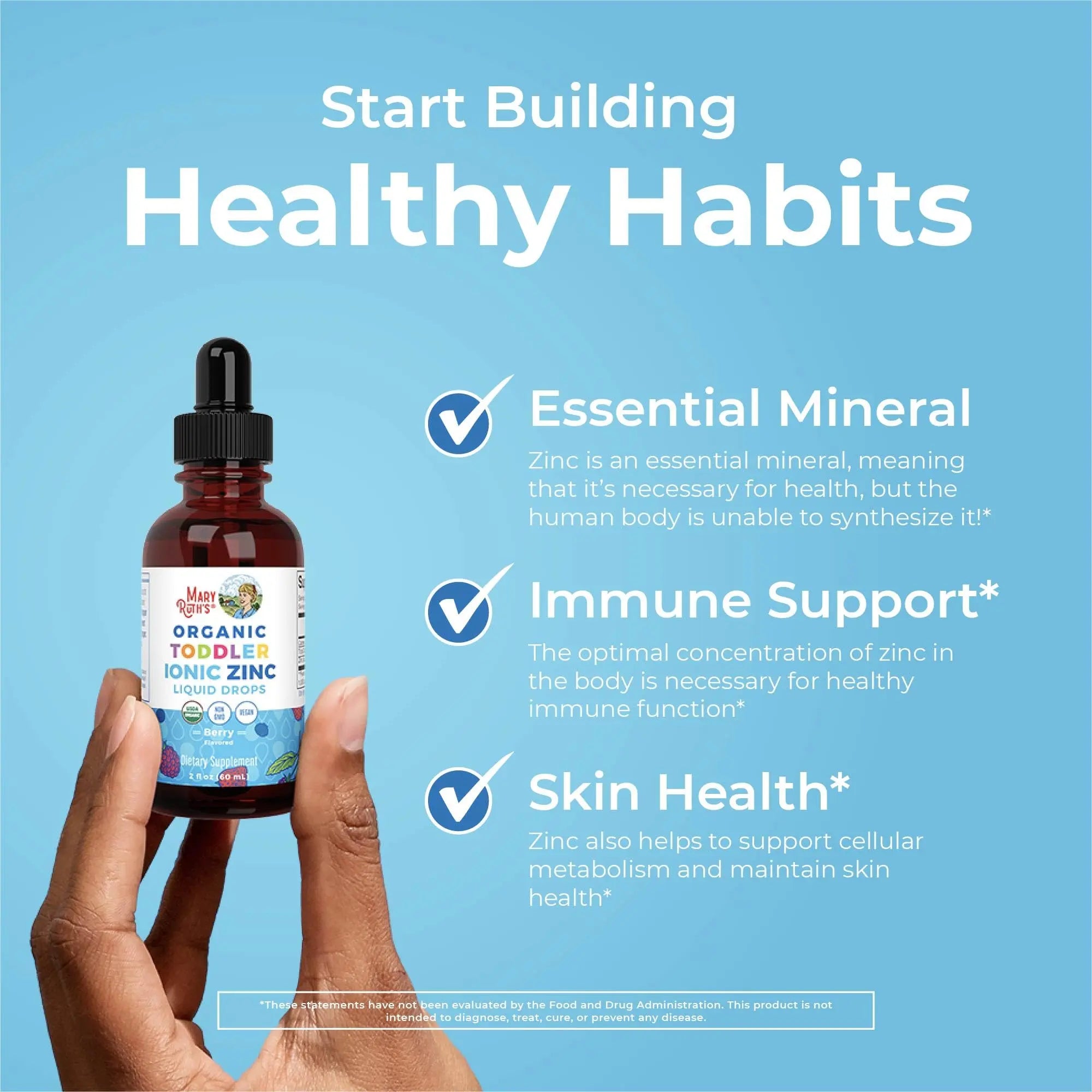 MaryRuth Organics USDA Toddler Liquid Drops | Zinc Sulfate | Immune Support Supplement| Skin Health | Vegan | Formulated for Ages 1-3 | Delicious Berry Flavor | 1 Month Supply | 2 Fl Oz MARYRUTH'S Au supplements