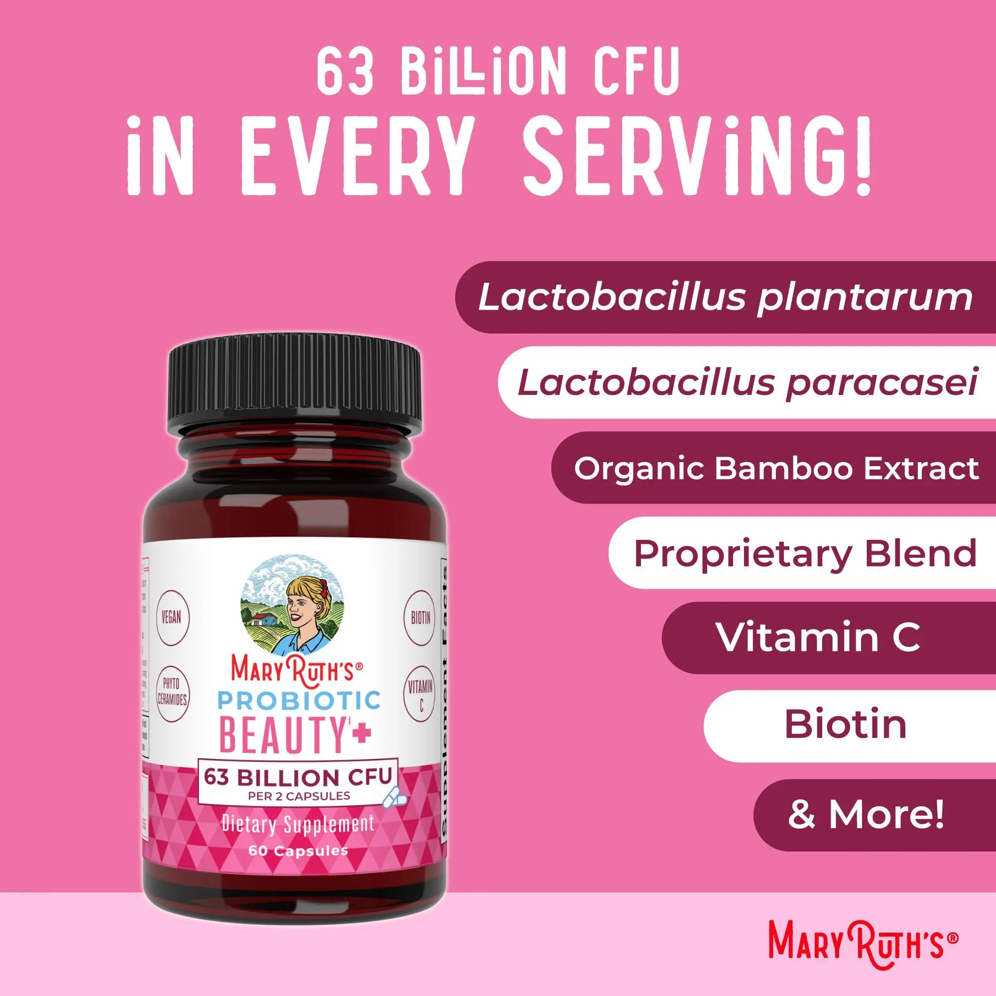 MaryRuth Organics Probiotic Beauty Capsules | Vegan Collagen Support | Anti Aging | Gut Health | Hair Skin and Nails Vitamins | Skin Care MARYRUTH'S Au supplements