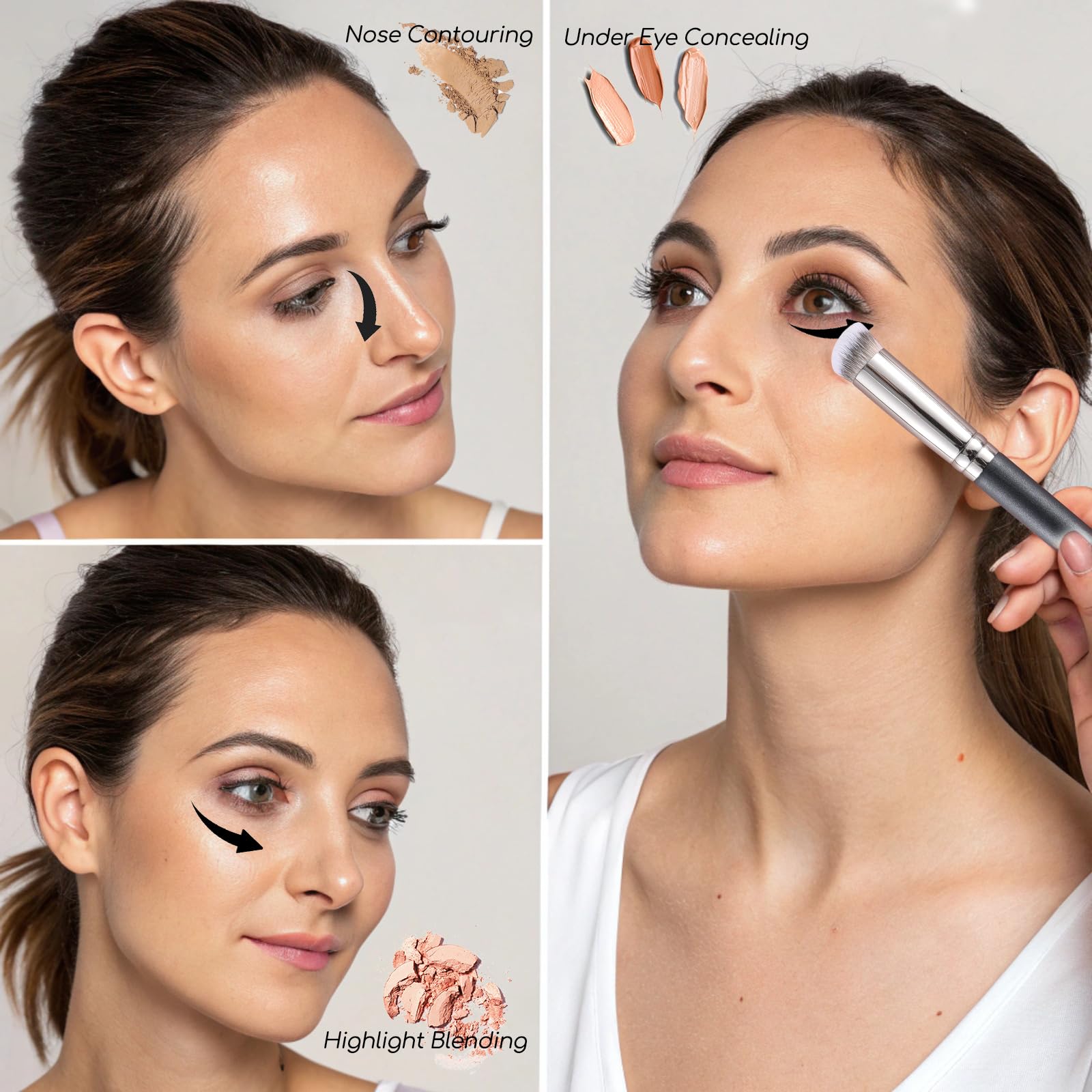 ENERGY Concealer Brush Under Eye Mini Angled Flat Top Kabuki Nose Contour Brush for Concealing Blending Setting Buffing with Powder Liquid Cream Cosmetic Pro Small Makeup Foundation brushes 270 ENERGY Au supplements