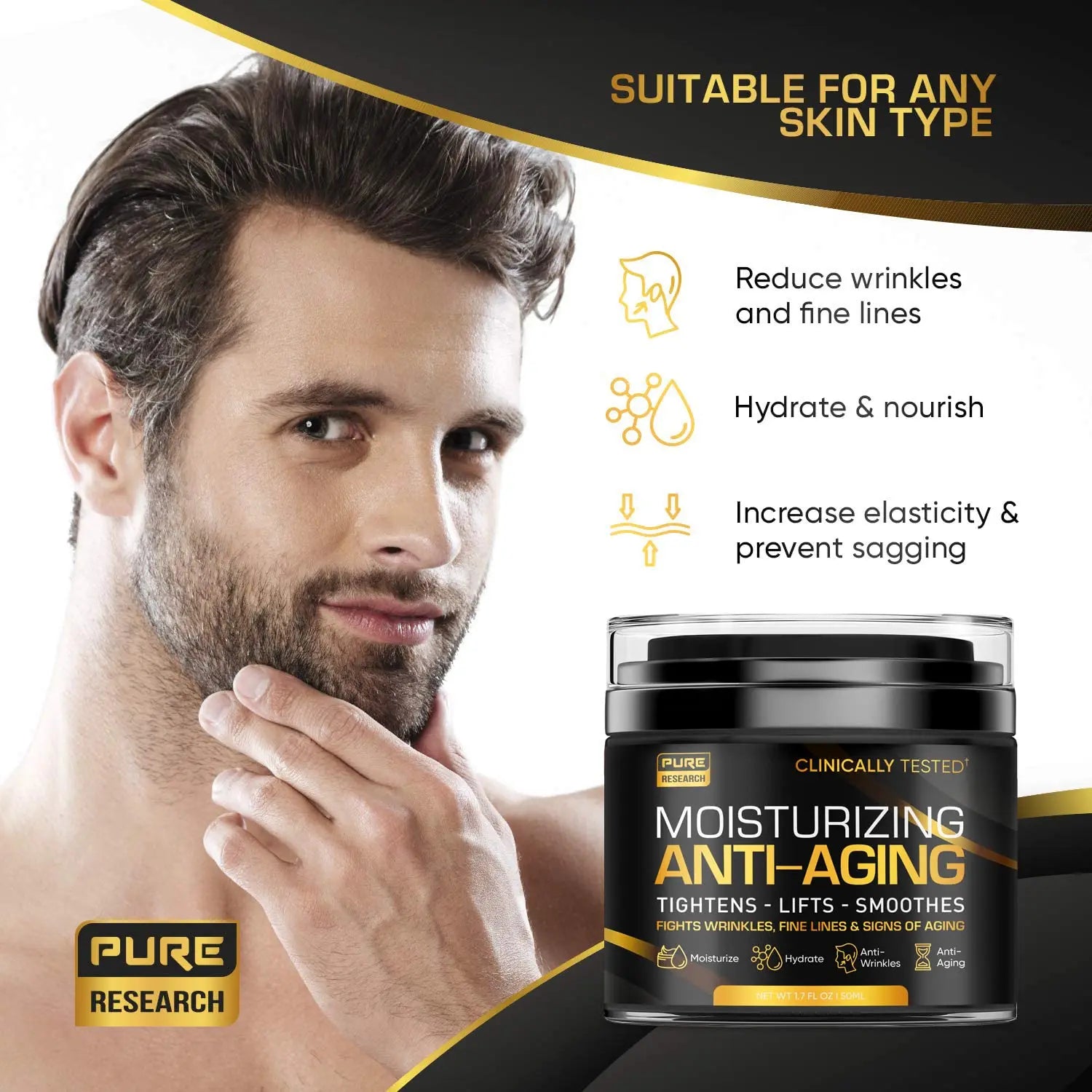 Men's Face Cream Moisturizer - Anti-Aging Cream For Men, Collagen, Retinol & Hyaluronic PURE RESEARCH Au supplements