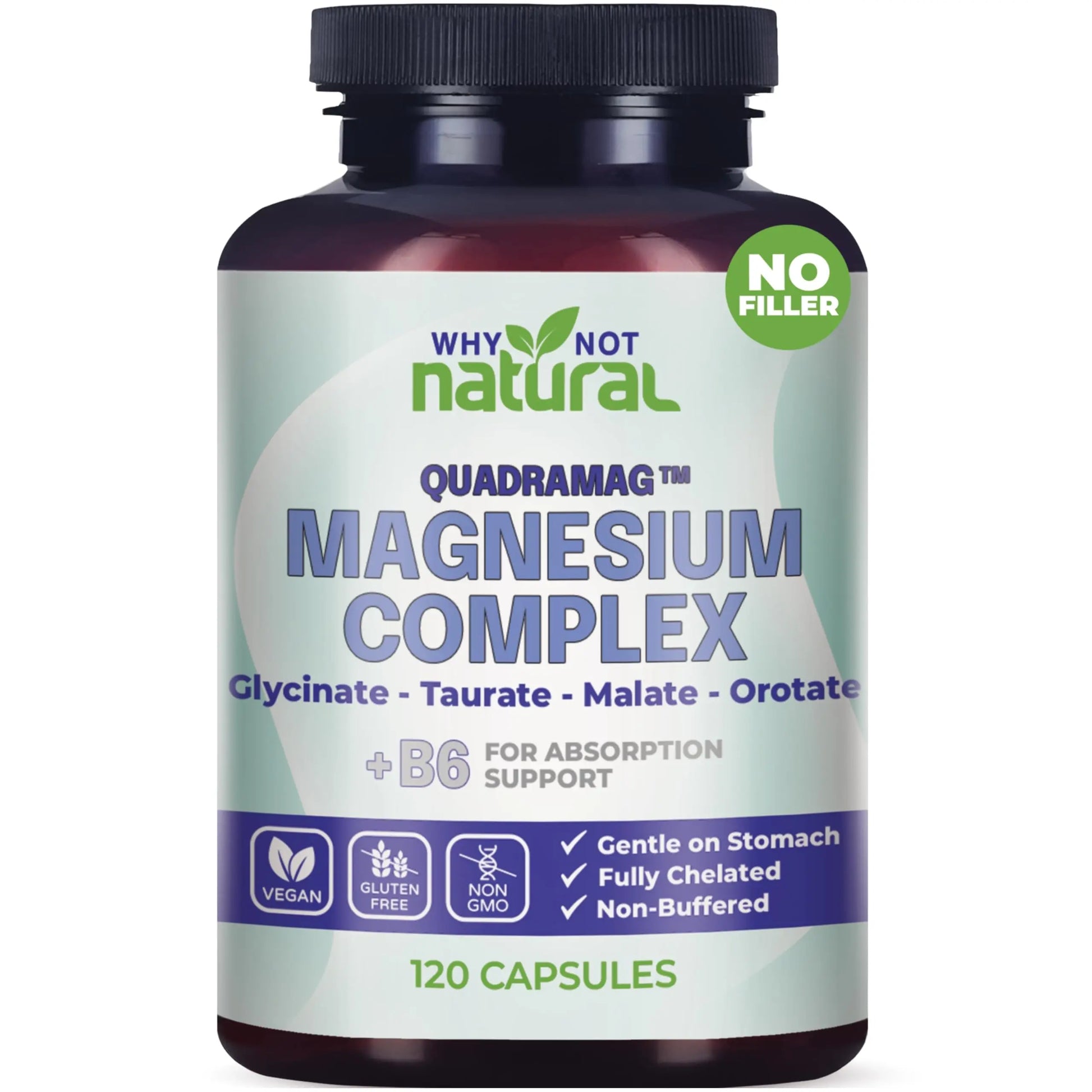 4-in-1 Magnesium Complex Supplement - Glycinate, Taurate, Malate, Orotate Blend - 300 mg per Serving, 120 Capsules Why Not Natural Au supplements