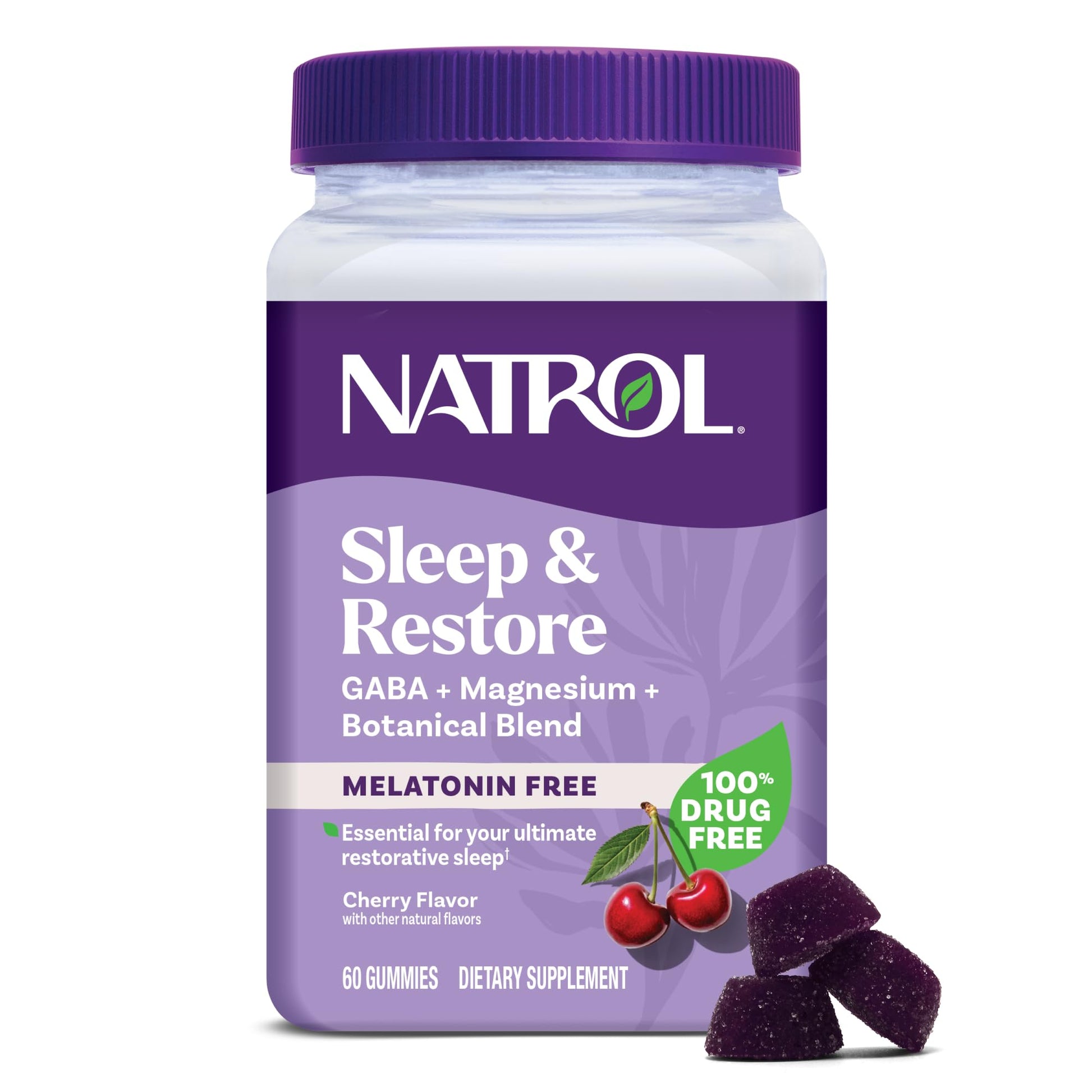 Natrol Sleep & Restore Magnesium Glycinate Blend Gummies, Magnesium for Sleep Aids for Adults, Melatonin-Free, Cherry Flavored, 30 Day Supply Natrol Au supplements