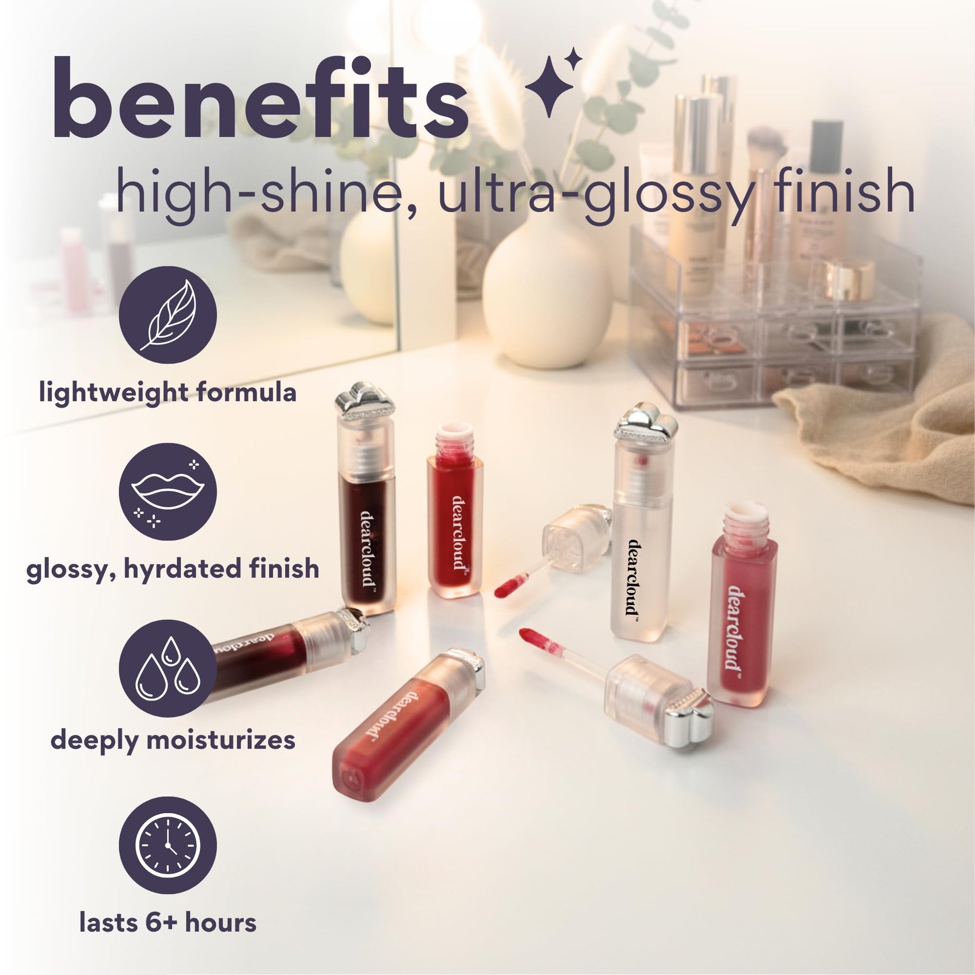 dearcloud Jelly Wave Lush Lip Oil – Clear Lip Gloss and Lip Gloss for Women - Korean skincare essential – Lip Oil for Women with Collagen - Diamond (0.13 oz) dearcloud Au supplements