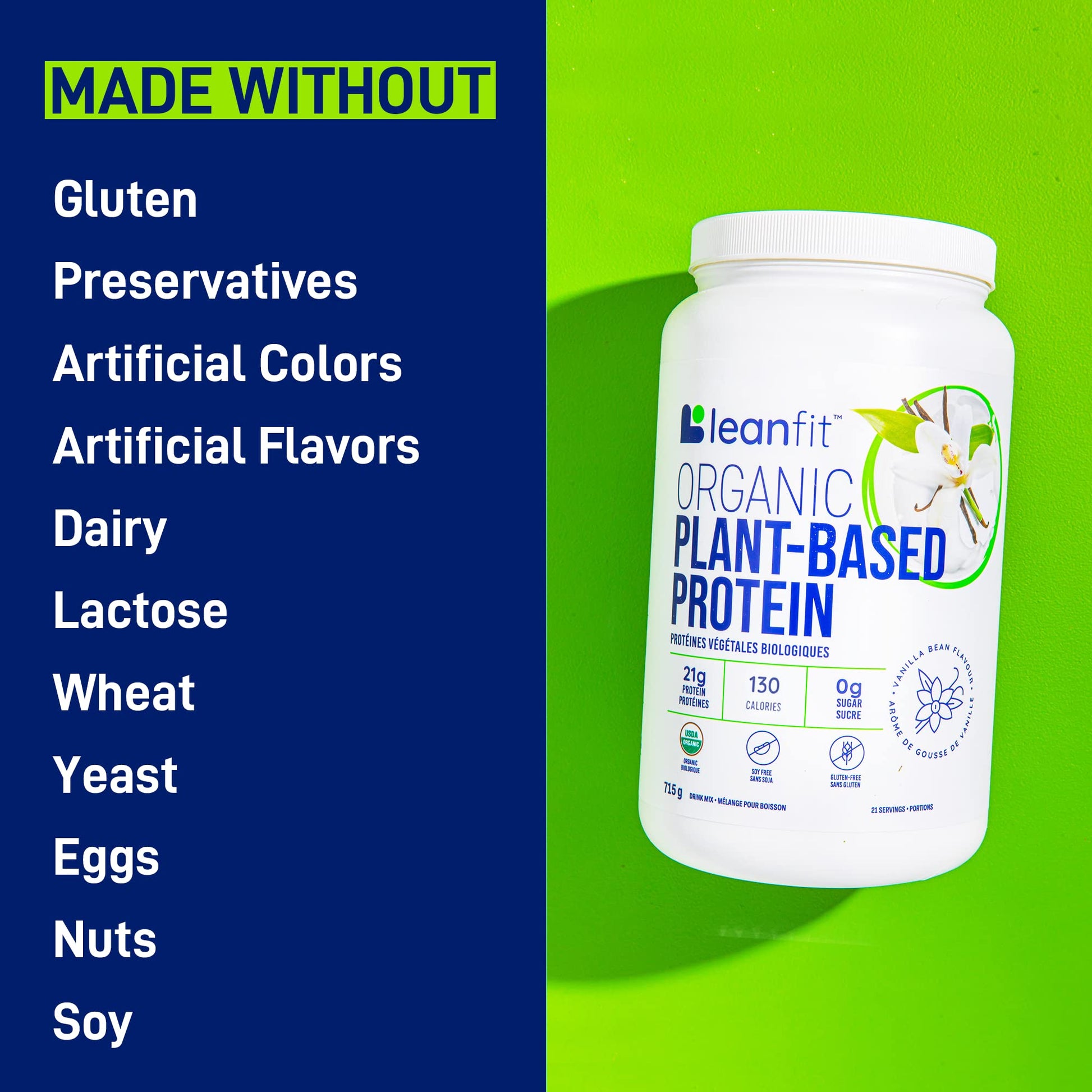 LeanFit Organic Plant-Based Protein, Natural Vanilla Flavor, 21g Vegan Protein, 19 Servings LeanFit Au supplements