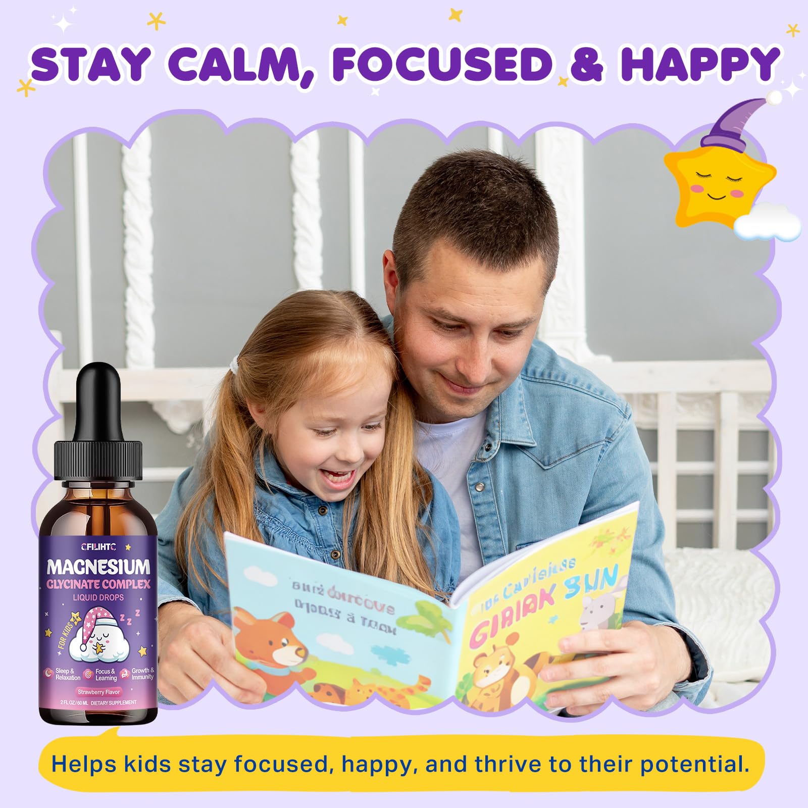 Magnesium Glycinate Liquid for Kids - Magnesium Bisglycinate Drops with L-Theanine, Chamomile & Vitamin B6, B12, C, D3 for Sleep, Relaxation, Immune Support, Calm & Focus - 2 Fl Oz, Strawberry Flavor CFILIHTC Au supplements