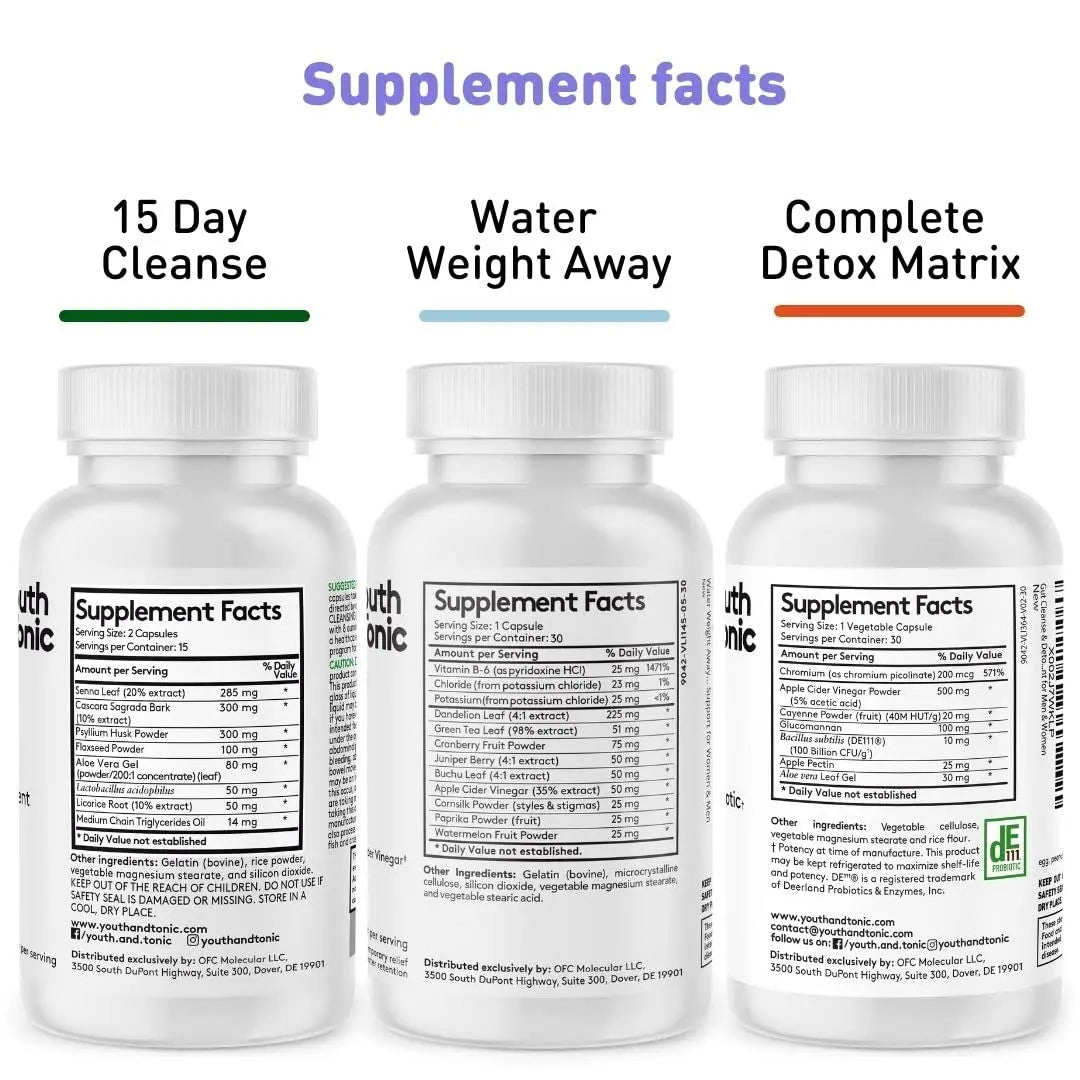 Youth & Tonic Complete Body Detox for Cleanse, Normal Acidity Gut Level and Water Youth & Tonic Au supplements