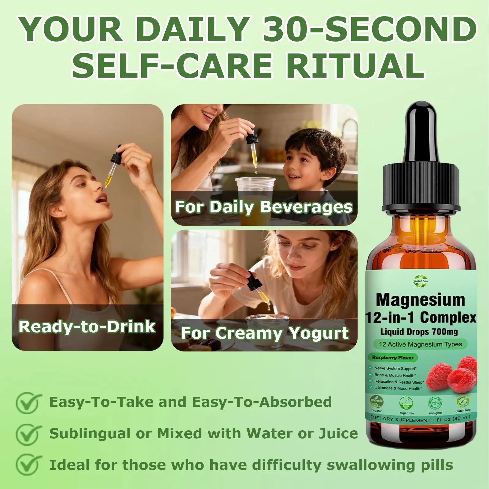 Magnesium 12 in 1 Complex Liquid Drops 700mg, High Absorption Magnesium Glycinate Citrate Malate Taurate & 8 Forms, Magnesium Complex Blend Supplement for Sleep Muscle Nerve Energy Heart Health JUIWEFKK Au supplements