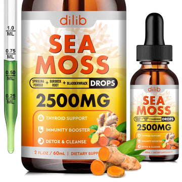 Sea Moss Liquid Drops: Organic Irish Sea Moss 2500mg with Turmeric, Bladderwrack dilib Au supplements