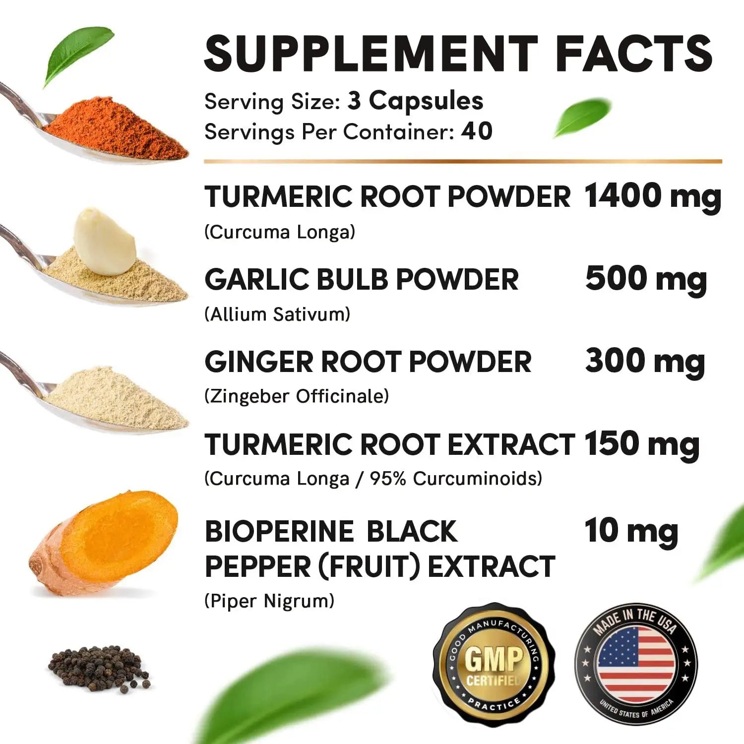 4-in-1 Turmeric and Garlic Supplements with Bioperine 2360 mg (360 ct) Turmeric Ginger MEDCHOICE Au supplements