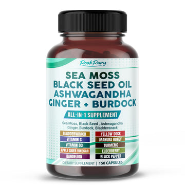 PEAKPURY Sea Moss Black Seed Oil Ashwagandha Ginger Burdock Bladderwrack - Immunity Support PEAKPURY Au supplements
