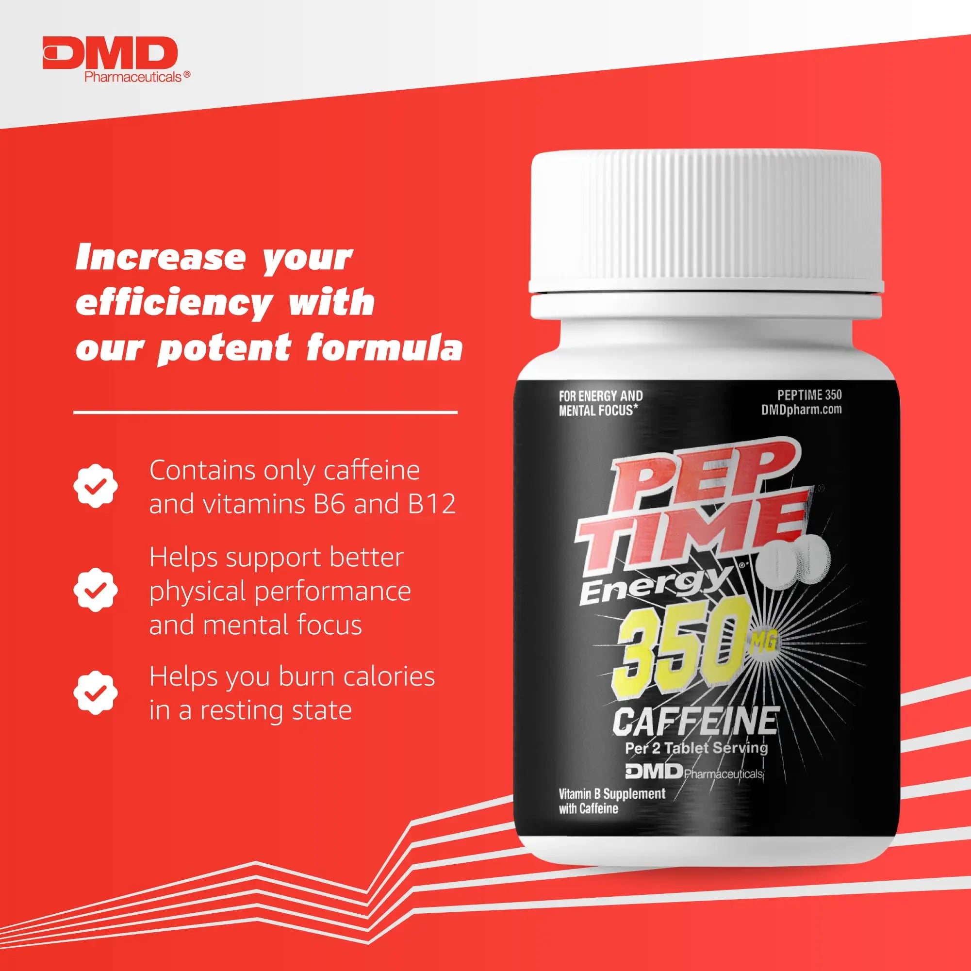 PEPTIME Energy Tablets, Vitamin B6 and B12 Caffeine Pills, 350 mg Caffein PEPTIME Energy Au supplements