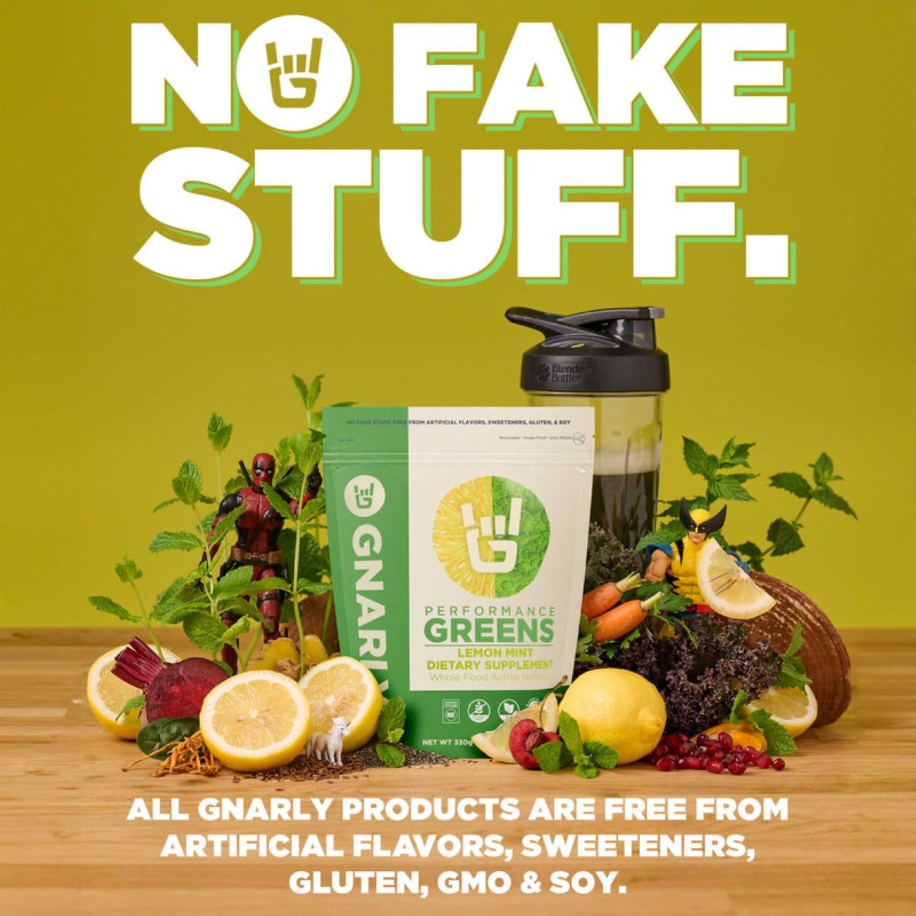 Gnarly Nutrition Greens Superfood Powder – Lemon Mint Performance Super Greens Powder – NSF Contents Certified – Organic, Probiotics & Essential Micronutrients - Lemon Mint, 11.64 oz Gnarly Nutrition Au supplements