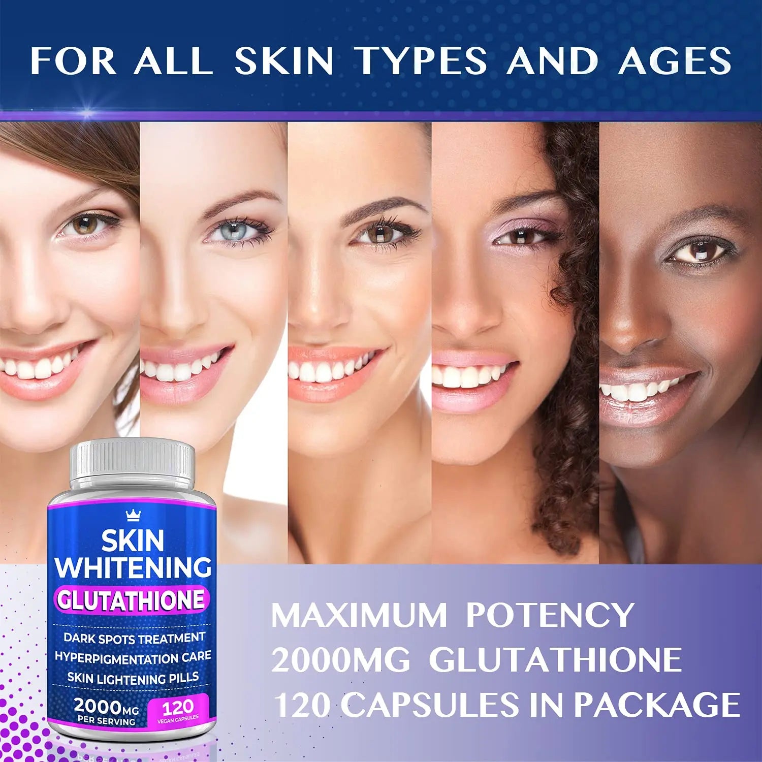 Glutathione Whitening Pills - 120 Capsules 2000mg Glutathione - Effective Skin Lightening NORTHERN CROWN COSMETICS Au supplements