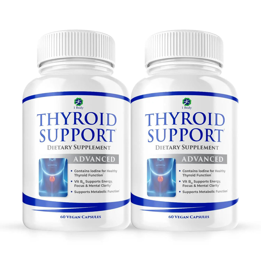 1 Body Thyroid Support Supplement for Women and Men - 2 Pack 60 Days 1 Body Au supplements