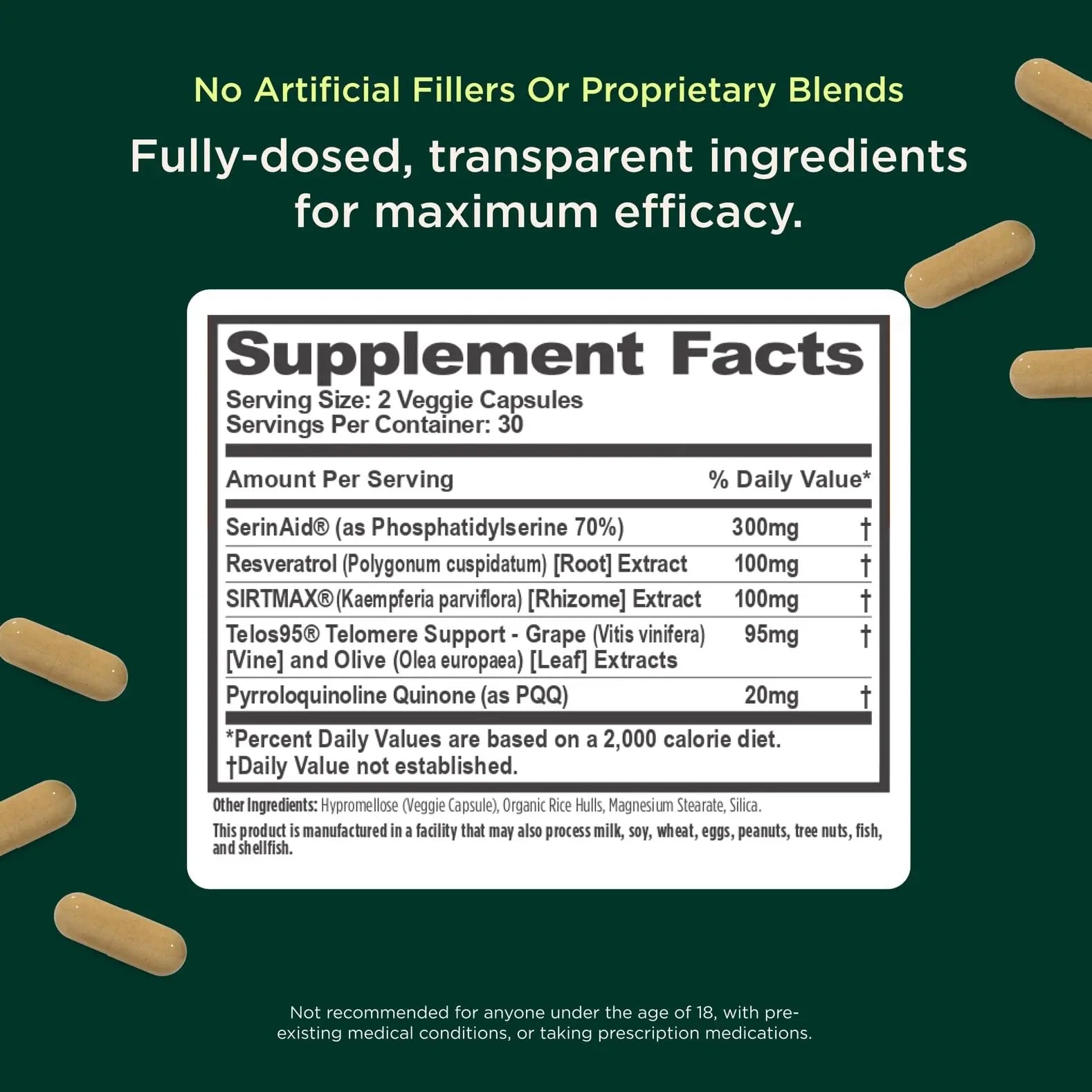 The Genius Brand Genius Eternal - Cellular Repair Supplement for Daily Clarity - Supports Brain Health, Endurance, Energy, Focus, Memory & Vitality - Non-GMO - 60 Veggie Capsules The Genius Brand Au supplements
