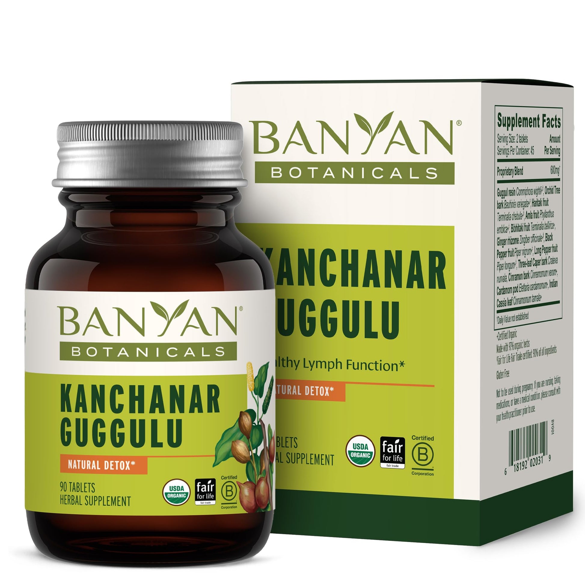 Banyan Botanicals Kanchanar Guggulu Tablets – Organic Lymph Supplement with Guggulu Resin – Promotes the Healthy Elimination of Natural Toxins* – 90 Tablets – Non-GMO Sustainably Sourced Vegan Banyan Botanicals Au supplements