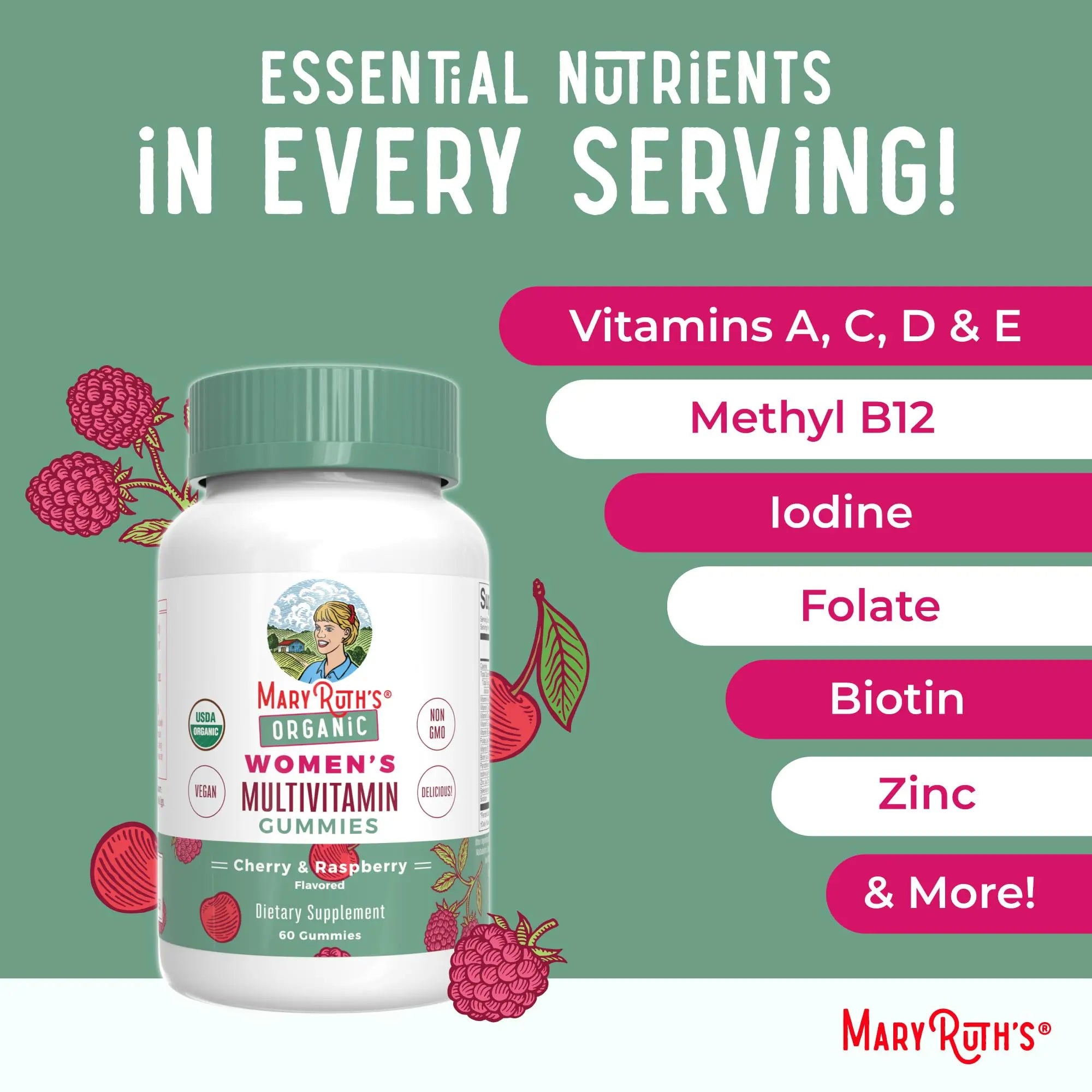 MaryRuth's Multivitamin Gummies for Women (Cherry & Raspberry) & Liquid Nighttime Multimineral Coconut (32oz) | Clean Label Project Verified MARYRUTH'S Au supplements