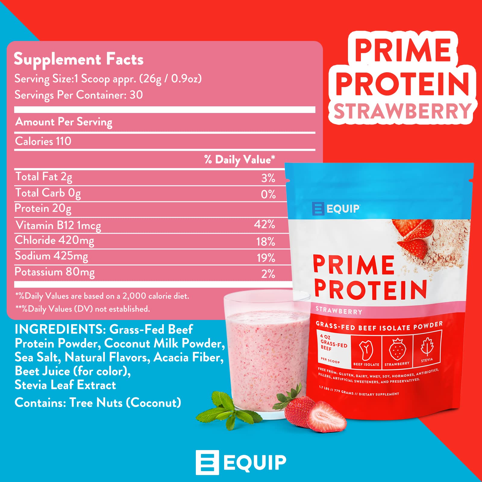 Equip Foods Prime Protein - Grass-Fed Beef Protein Powder Isolate -Paleo and Keto Equip Au supplements