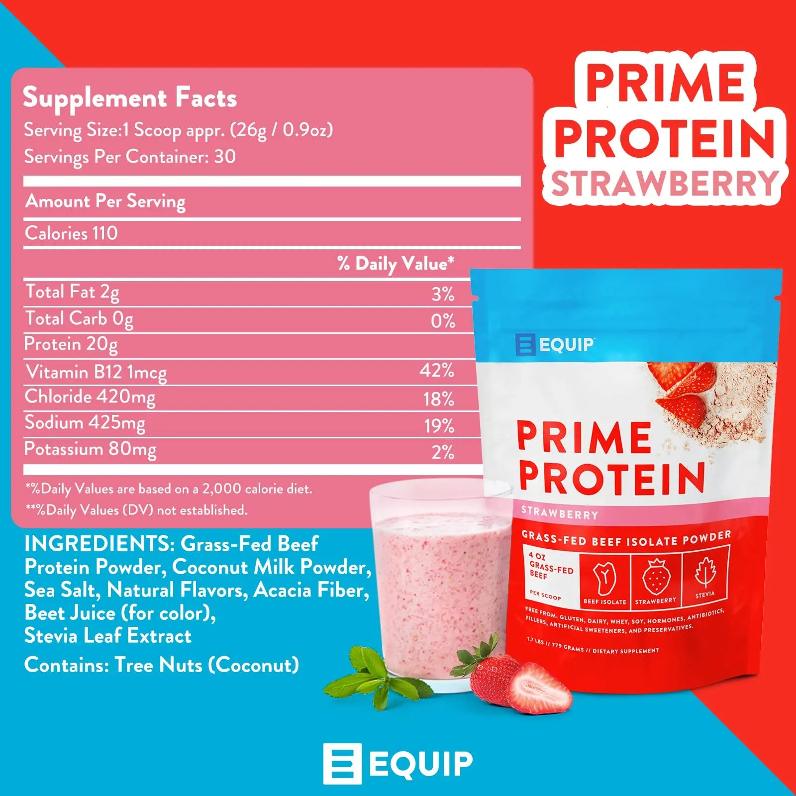 Equip Foods Prime Protein - Grass-Fed Beef Protein Powder Isolate -Paleo and Keto Equip Au supplements