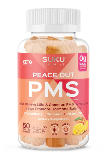 SUKU Vitamins - PMS Gummy Supplement with Chasteberry to Relieve PMS and Menopause Peach Mango Gummies (50 Count) SUKU Au supplements