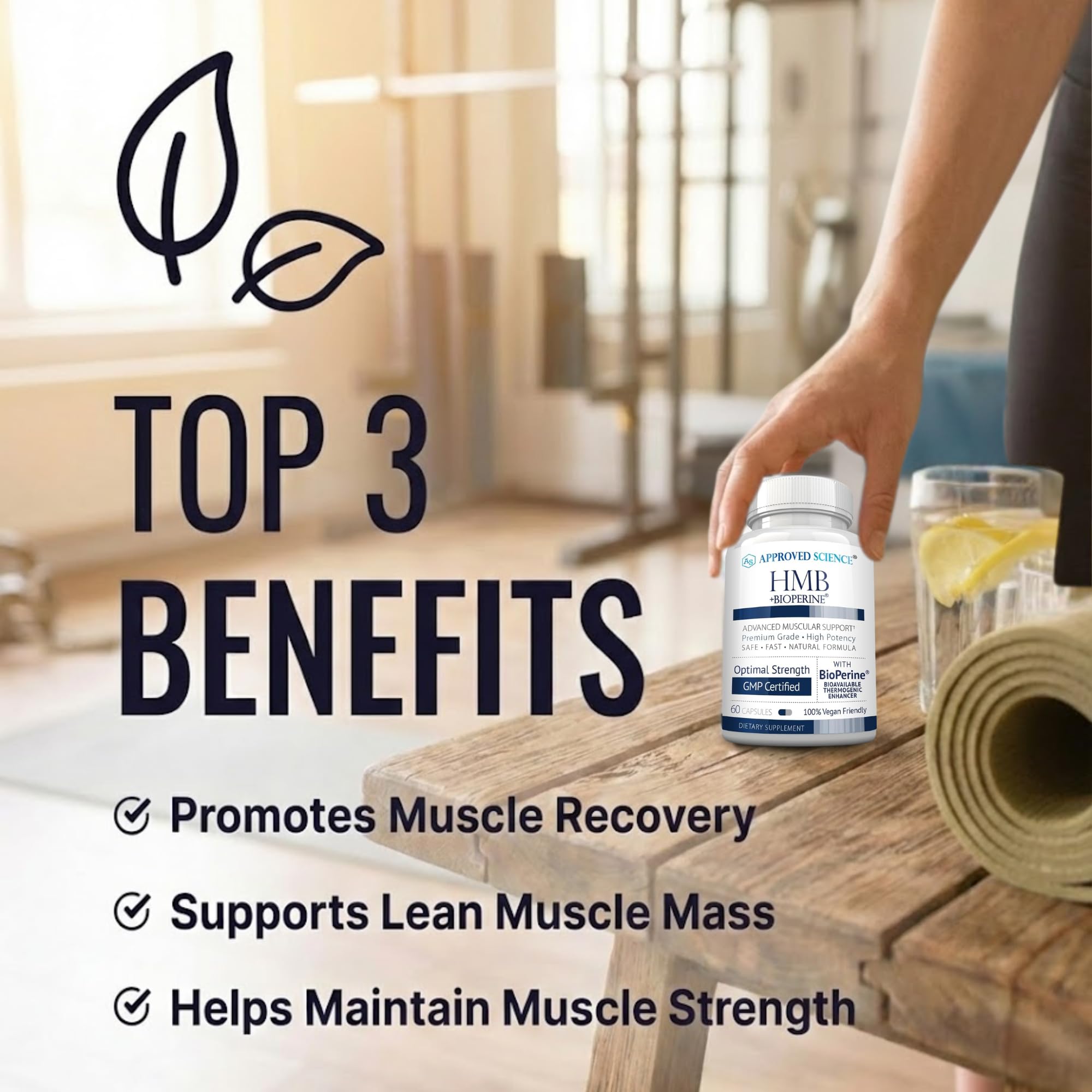 Approved Science HMB - 1500mg High Potency HMB Supplement with Calcium & BioPerine for Absorption - Muscle Health & Exercise Performance - 60 Vegan Capsules - Pack of 3 Approved Science Au supplements