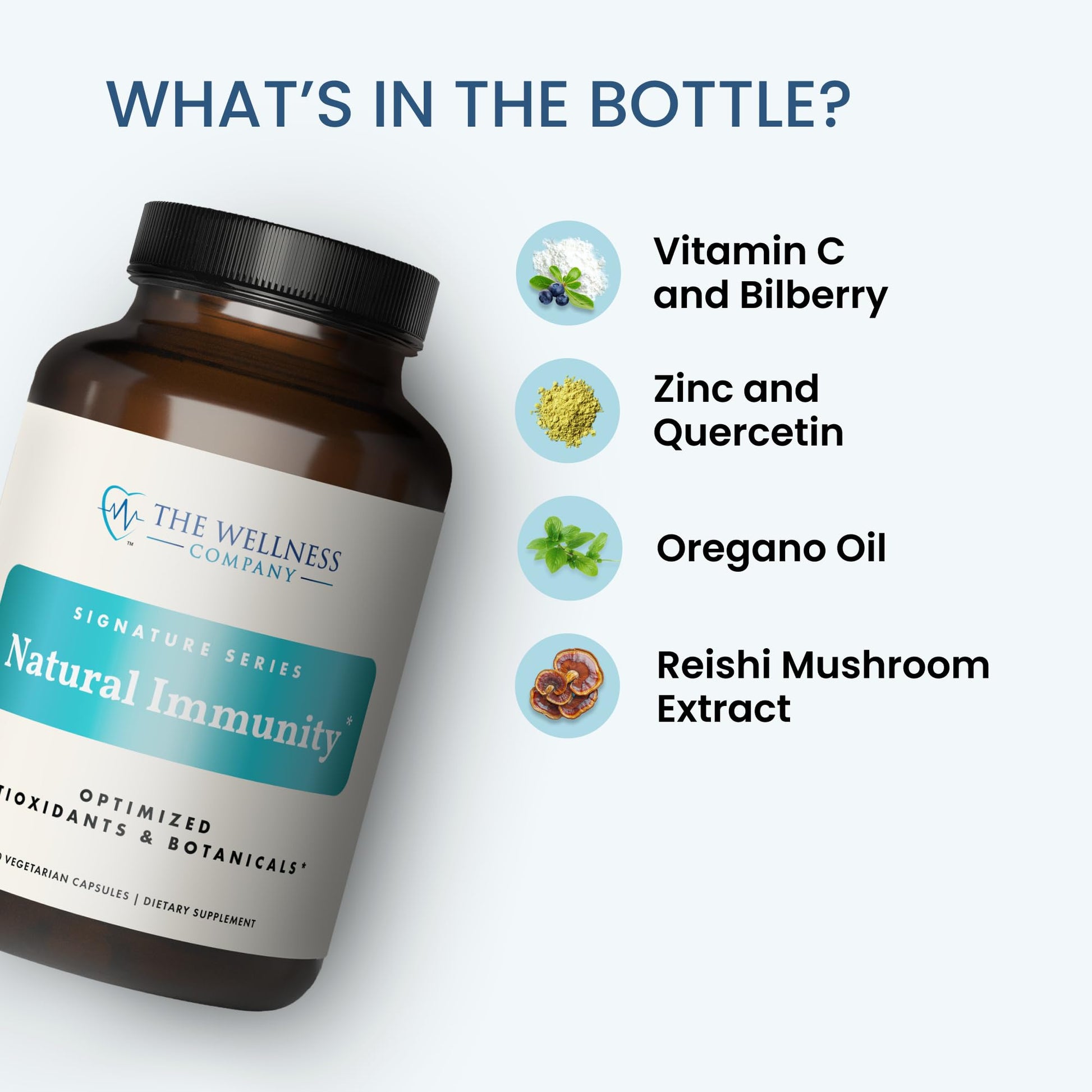 Natural Immunity - Botanical Immune Boost, Targeted Nutrients, T-Cell Support - Oregano, Reishi, Zinc, Vitamin C, Quercetin | 120 (2 Month Supply) The Wellness Company Au supplements