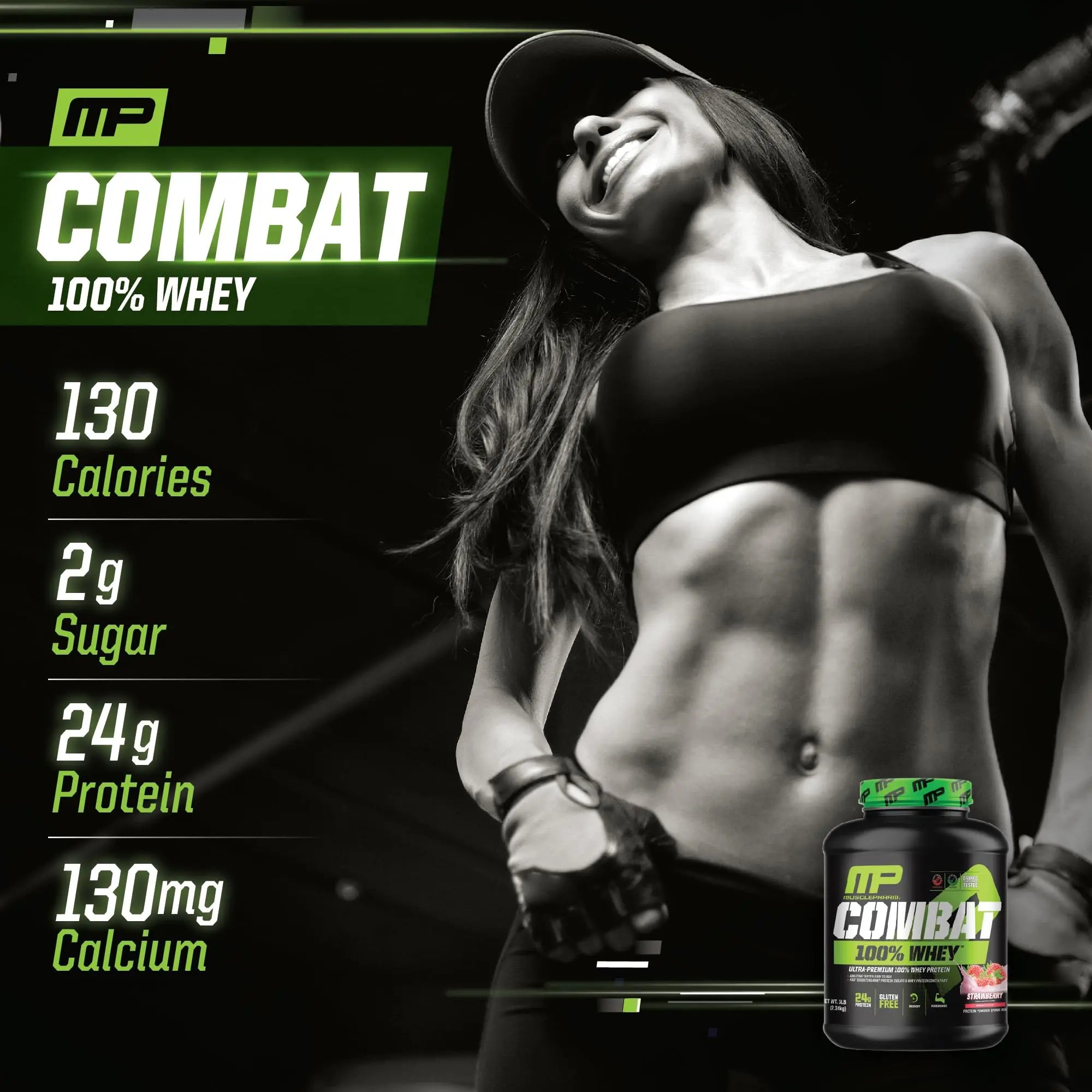 MusclePharm Combat 100% Whey Protein Powder, Strawberry Cream Flavor Muscle Pharm Au supplements