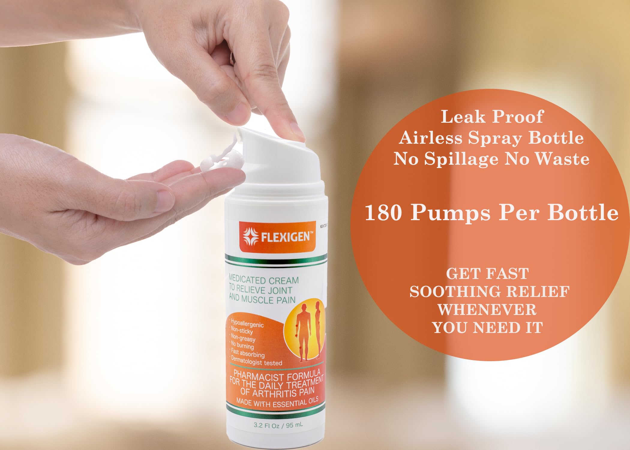FLEXIGEN, Frankincense Pain Relief Cream Lotion– 3.2 oz Spray Pump – Natural Rub for Arthritis, Menthol Therapy Joint & Muscle Pain – Cooling Formula, Pleasant Scent – Topical OTC FLEXIGEN Au supplements