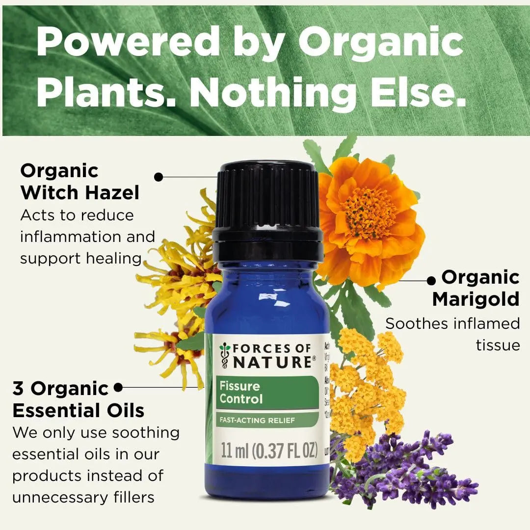 Forces of Nature Fissure Control, Organic Homeopathic Treatment with Witch Hazel for Anal Fissures, Hemorrhoid Related Irritation & Discomfort, Fast, Natural Topical Relief, 0.37 FL OZ Forces of Nature Au supplements
