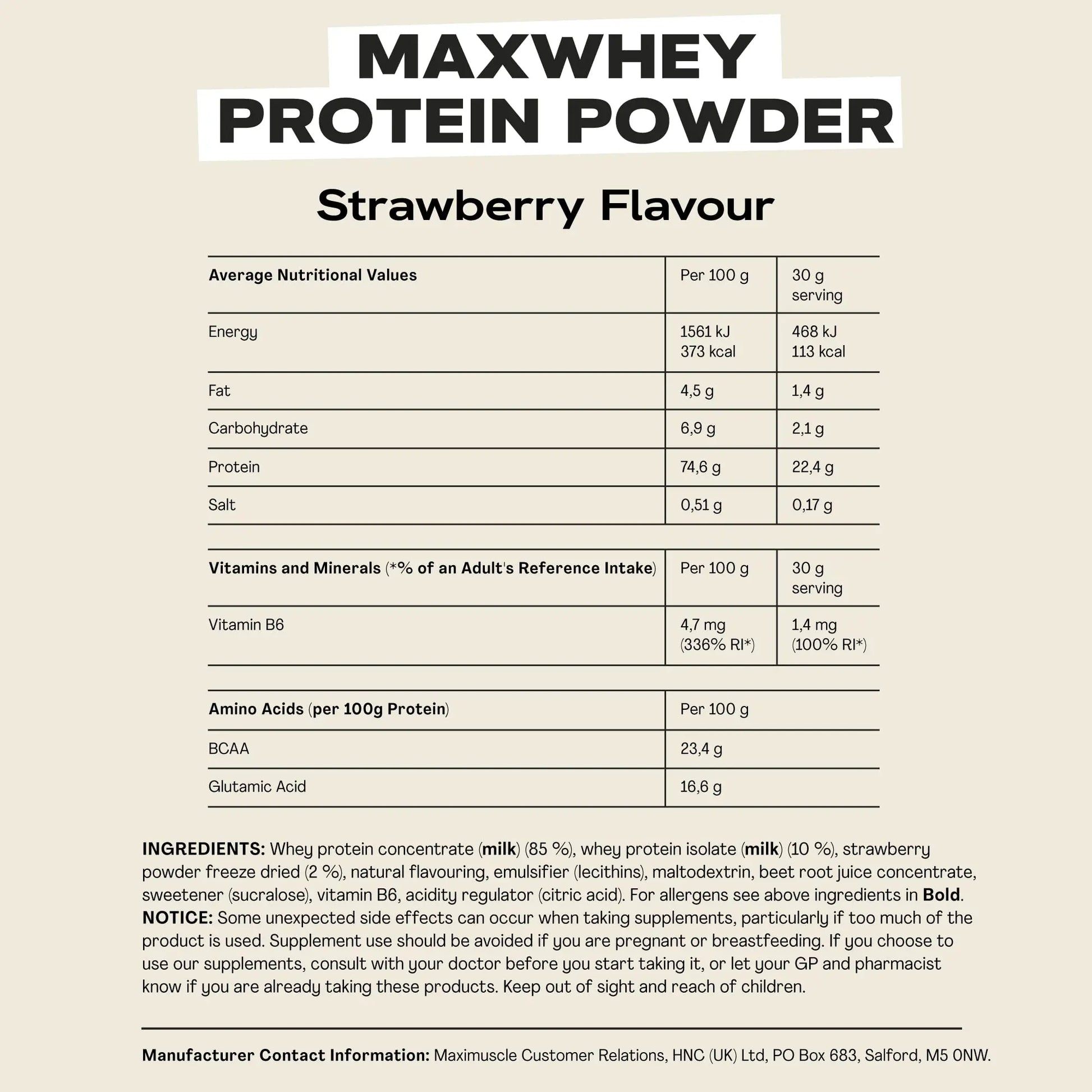MaxiNutrition - MaxWhey - Whey Protein Powder Strawberry - Low-Fat - Low Sugar MaxiNutrition Au supplements