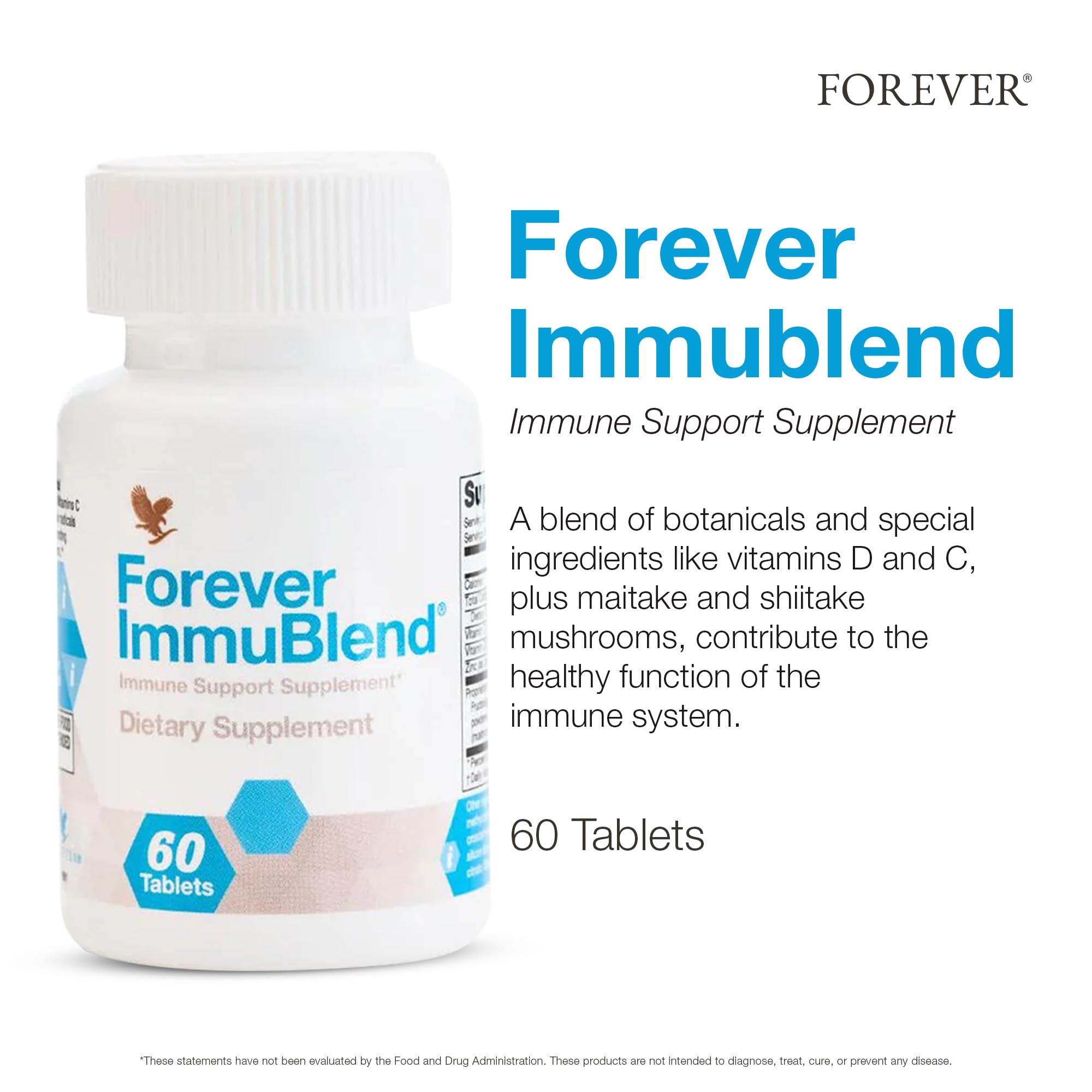 Forever Living - Forever ImmuBlend® Immune Support Supplement – Includes Botanicals, Vitamins D & C, Maitake & Shiitake Mushrooms – 60 Tablets Forever Living Products Au supplements