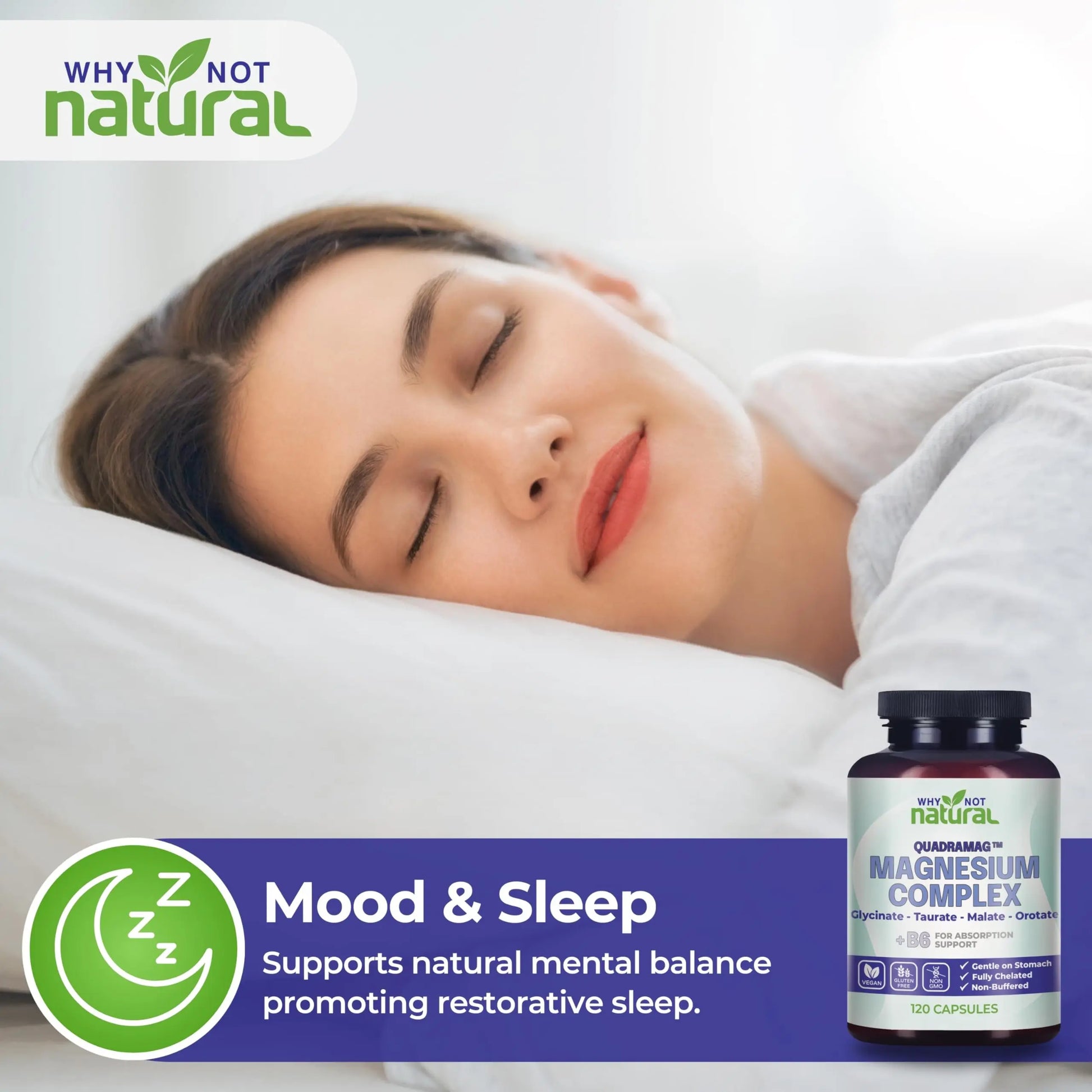 4-in-1 Magnesium Complex Supplement - Glycinate, Taurate, Malate, Orotate Blend - 300 mg per Serving, 120 Capsules Why Not Natural Au supplements