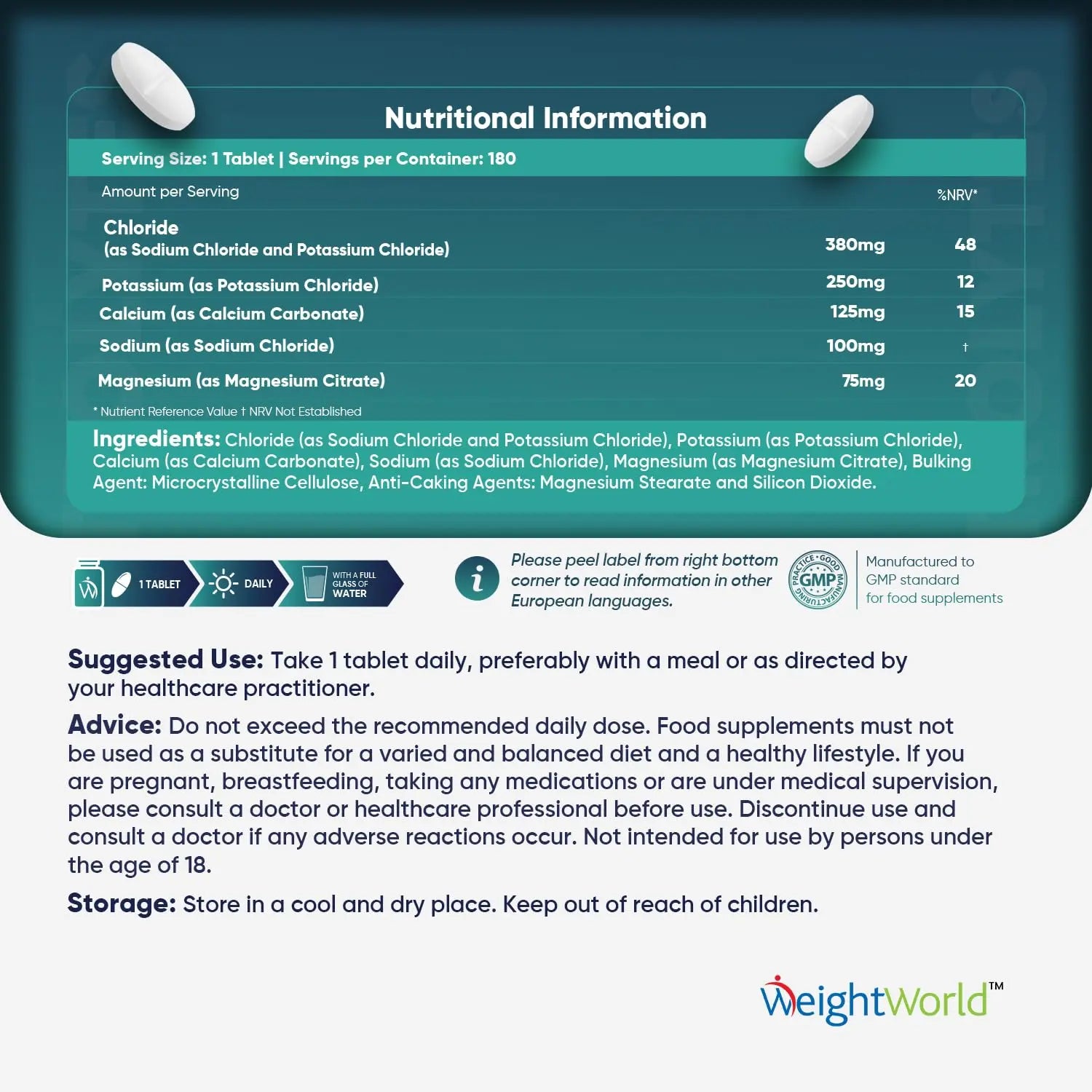 Electrolyte Tablets - 6 Months Supply - 180 Vegan Tablets with Sodium, Magnesium WeightWorld Au supplements