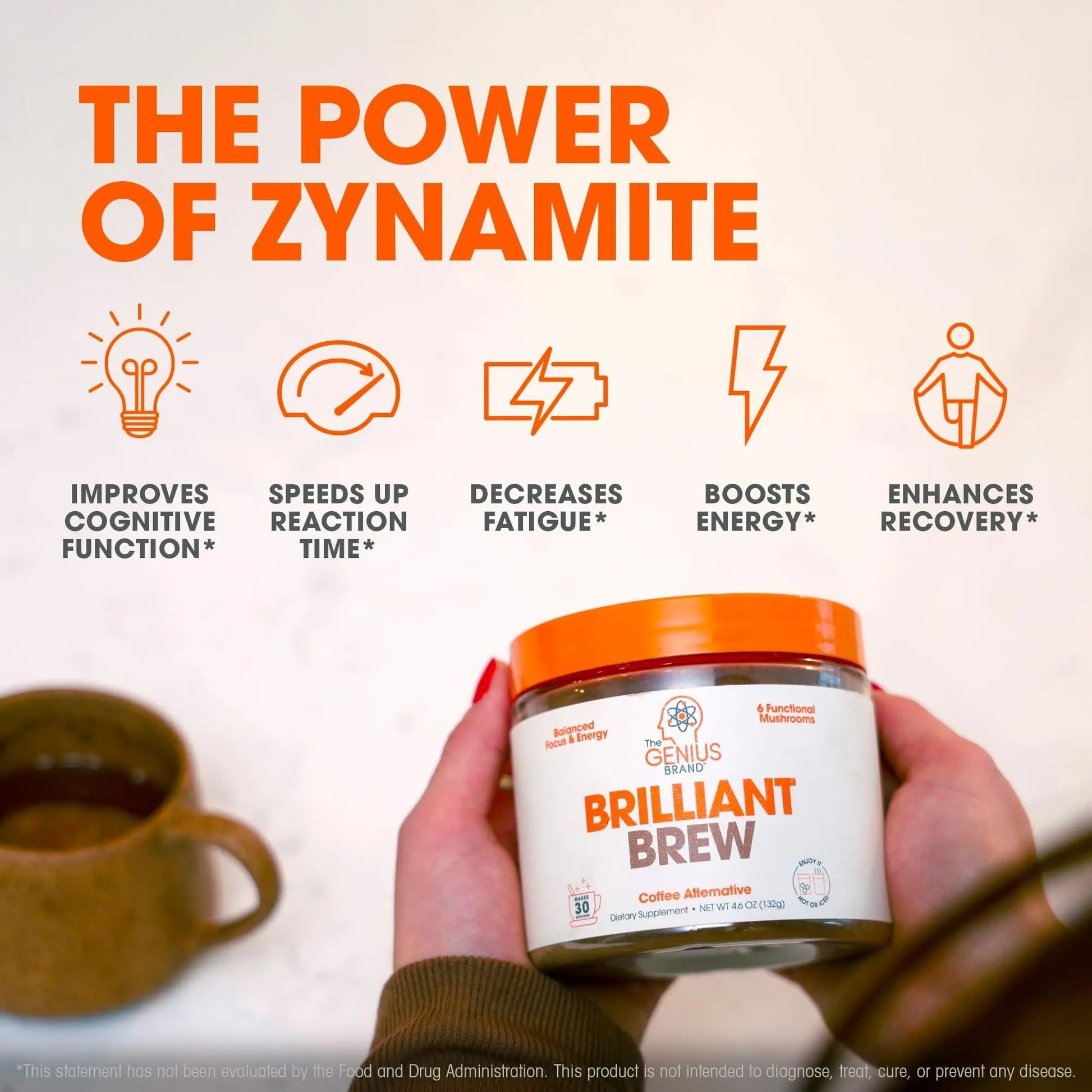 The Genius Brand Genius Brilliant Brew - Natural Coffee Substitute for Clear Thinking, Energy & Immune Support - No Crash or Jitters - Powered by Nootropics - Non-GMO - 30 Servings - Sweet Cocoa The Genius Brand Au supplements