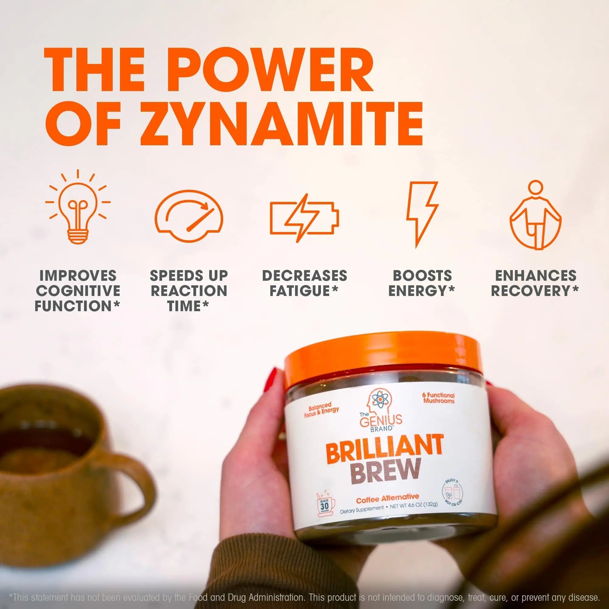 The Genius Brand Genius Brilliant Brew - Natural Coffee Substitute for Clear Thinking, Energy & Immune Support - No Crash or Jitters - Powered by Nootropics - Non-GMO - 30 Servings - Sweet Cocoa The Genius Brand Au supplements