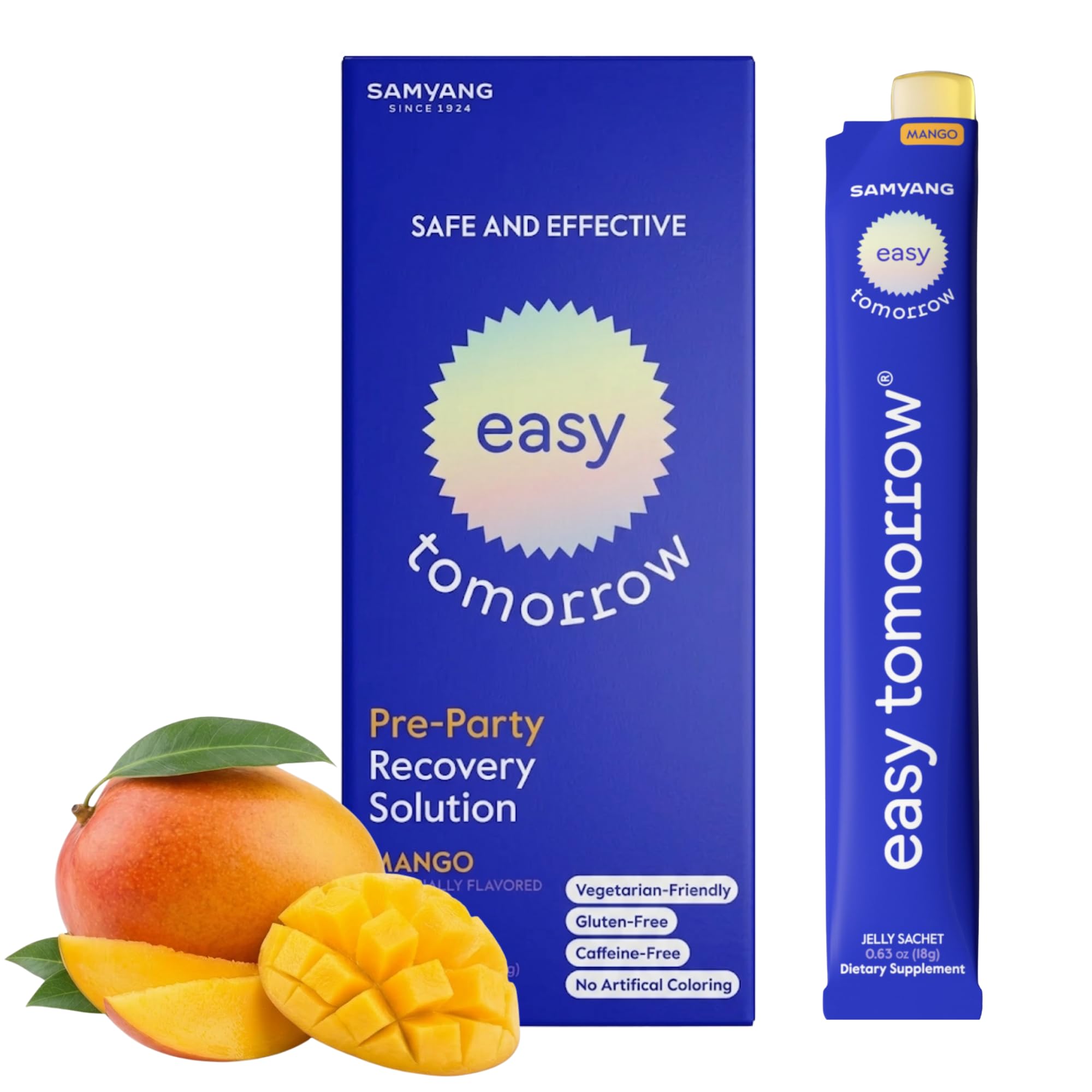 EASY TOMORROW - Natural Energy & Morning Vitality Jelly Stick - Daily Korean Skin Health Supplement & After Drinking Support with DHM & Glutathione - K-Beauty Inspired (Mango Flavor, 10 Sticks) EASY TOMORROW Au supplements