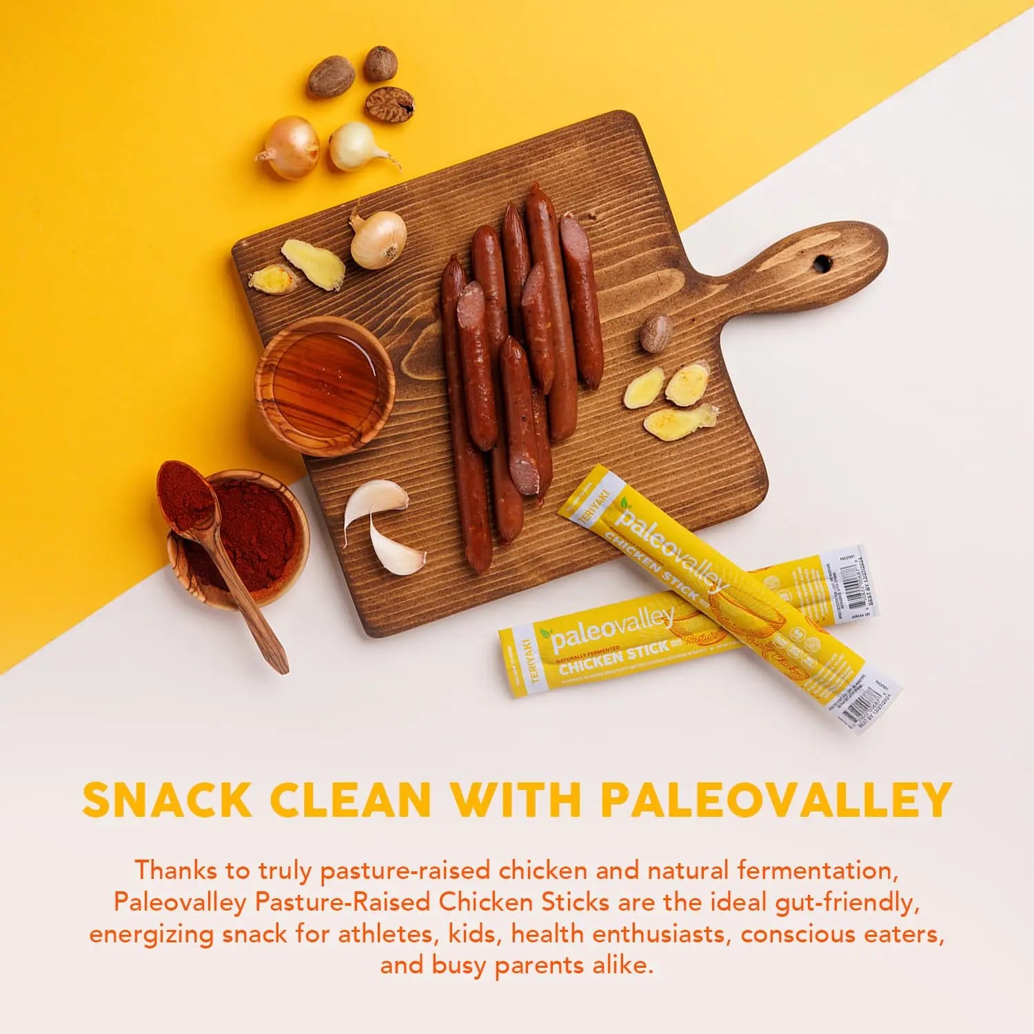 Paleovalley Pasture-Raised Chicken Sticks – 10 Pack – 7g Protein per Stick – Keto-Friendly, Paleo, Gluten-Free, Nitrate-Free – On-the-Go Snack (10 Pack, Teriyaki) Paleovalley Au supplements