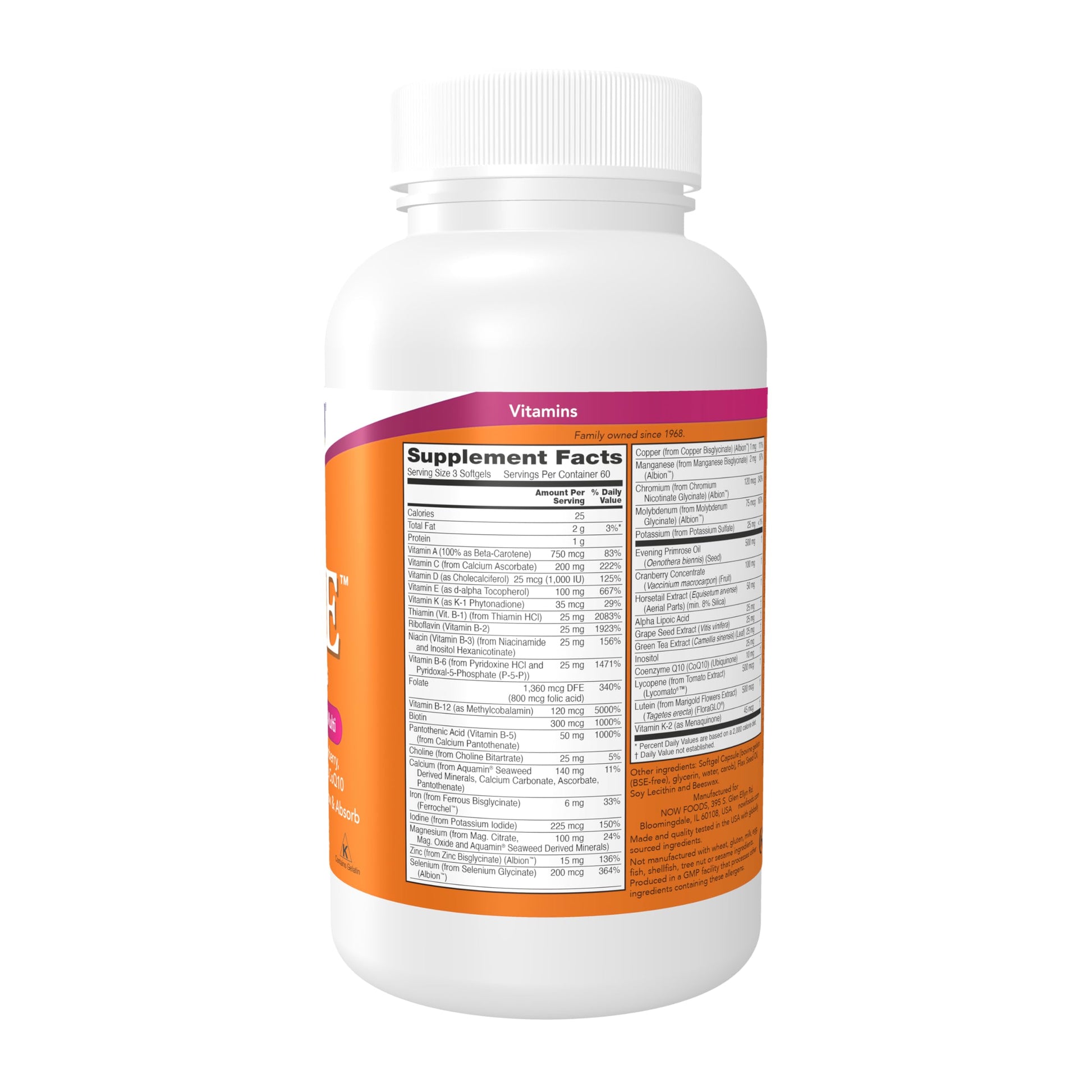NOW Foods Supplements, Eve™ Women's Multivitamin with Evening Primrose, Cranberry, Green Tea, Horsetail Silica & CoQ10, 180 Softgels NOW Foods Au supplements