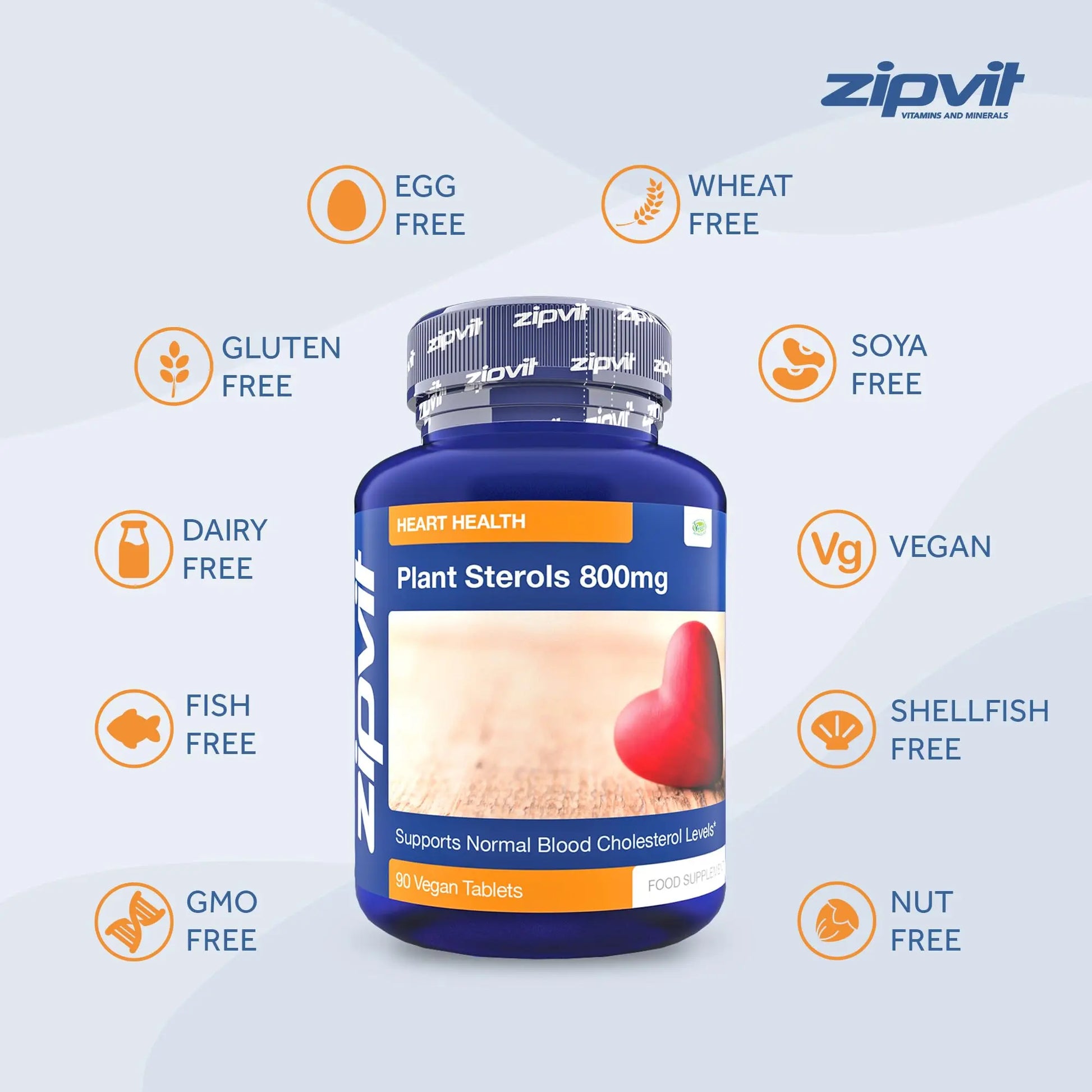 Plant Sterols High Strength 800mg, 90 Vegan Tablets, Supports and Helps Lower Zipvit Au supplements