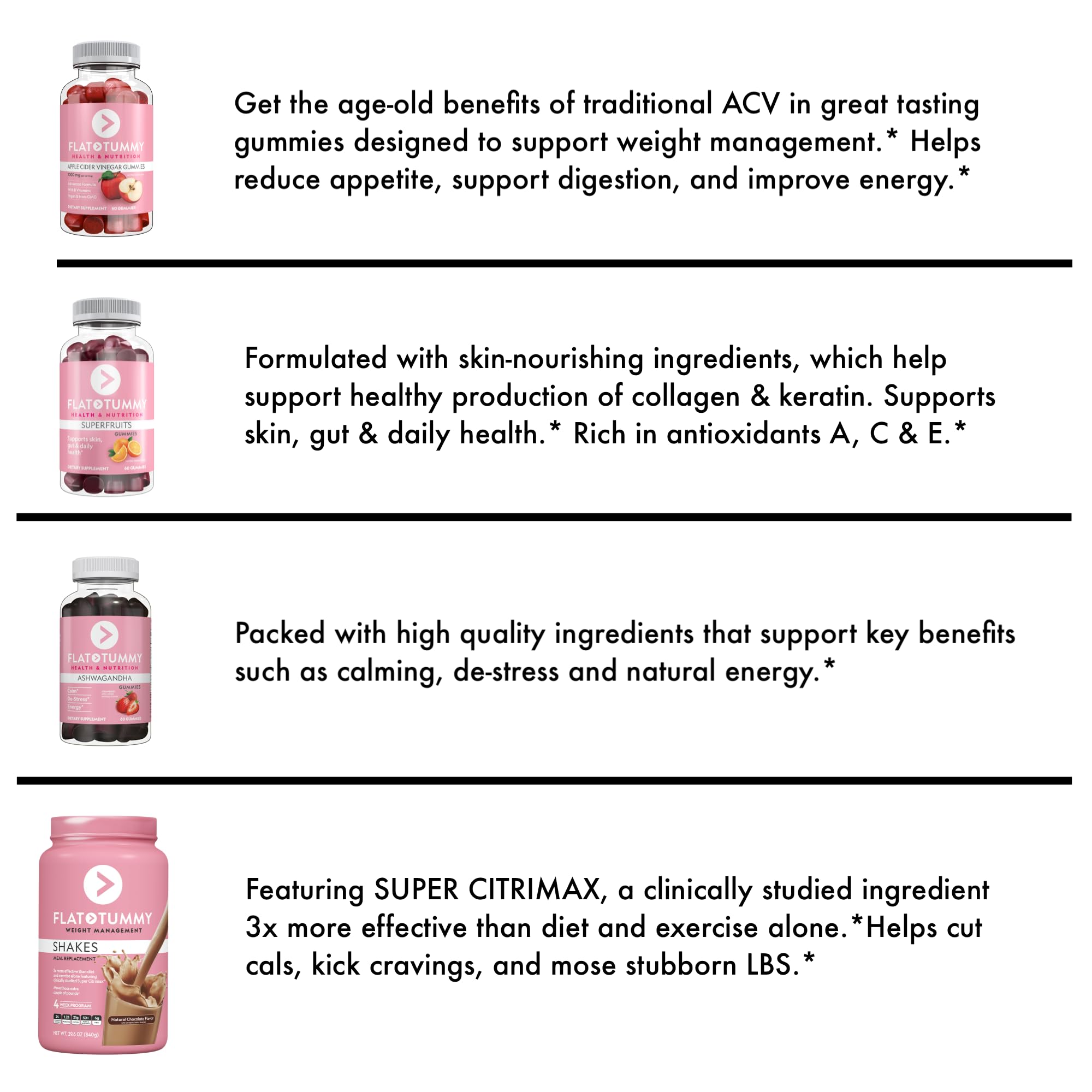 Flat Tummy Gummies Bundle with Apple Cider Vinegar Gummies, Superfruits Gummies Flat Tummy Tea Au supplements
