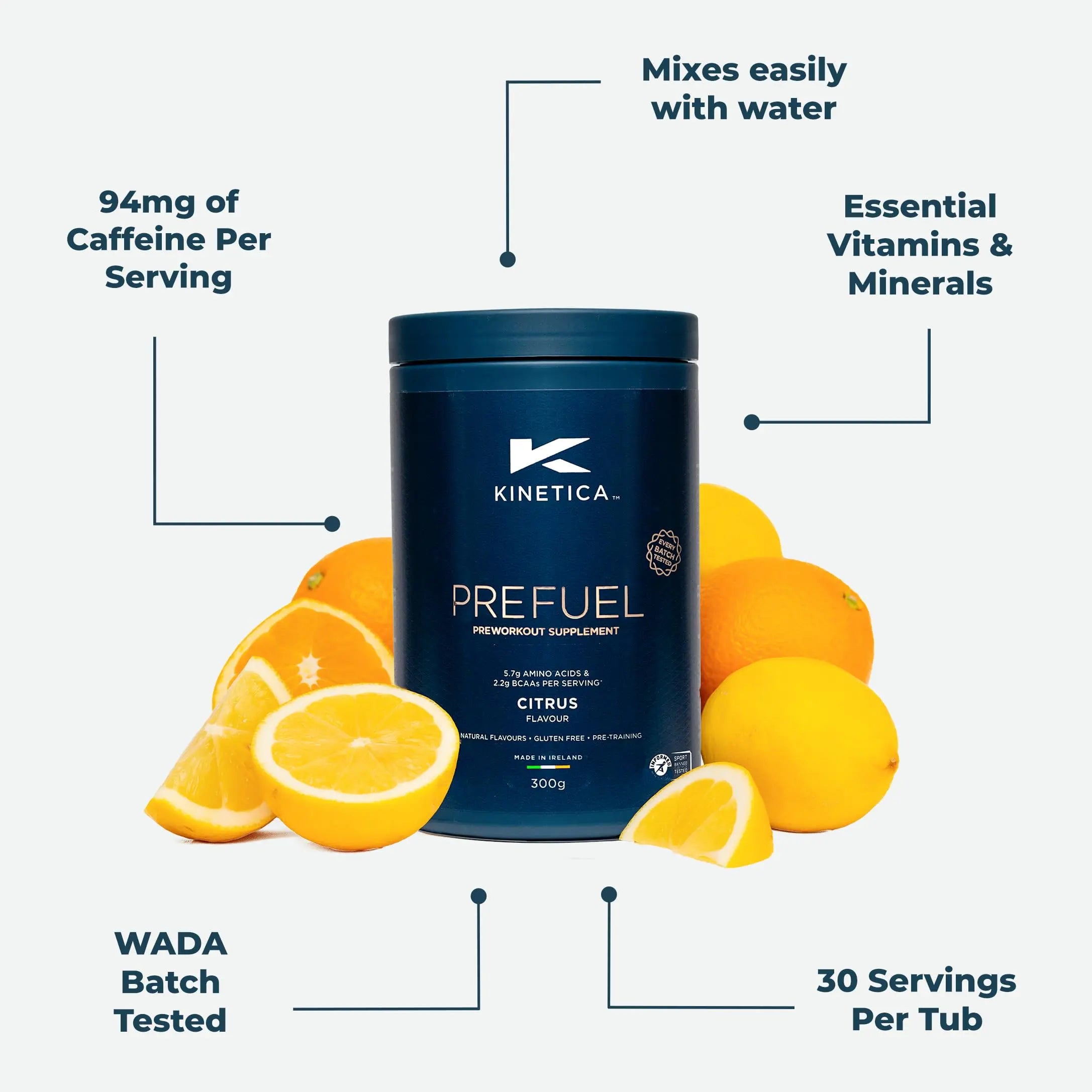 Kinetica PreFuel, Pre Workout, 5.7g Amino Acids & 2.2g BCAA's per Serving, 30 Servings Kinetica Au supplements