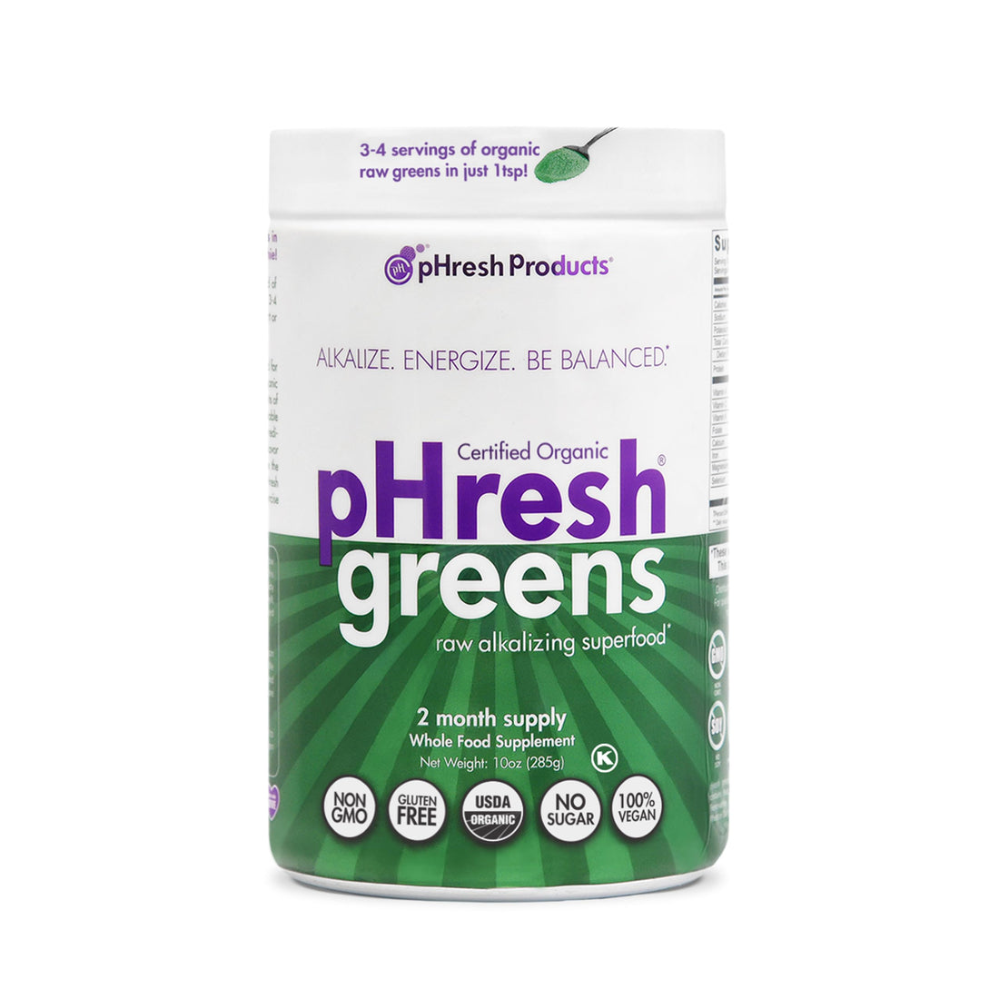 pHresh - Greens Raw Alkalizing Superfood Greens Powder - 2 Month Supply - Vegan, Kosher, Gluten Free - Natural Enzymes, Nutrients - Approved for Intermittent Fasting - 10 oz Phresh Products Au supplements